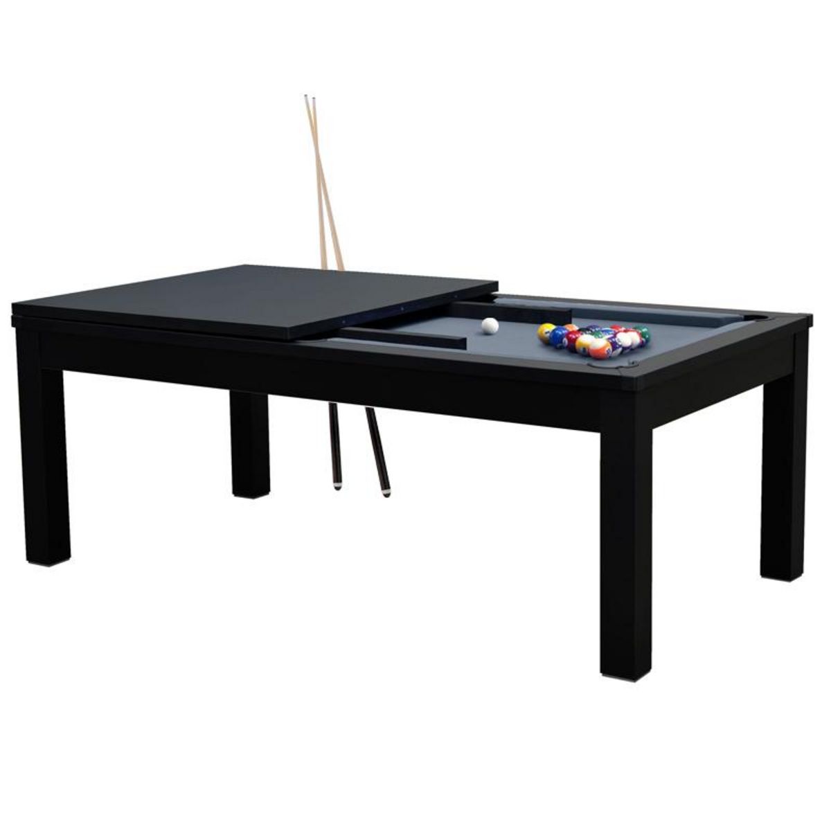 Rendez vous déco Table de billard convertible noire tapis bleu - Eddie