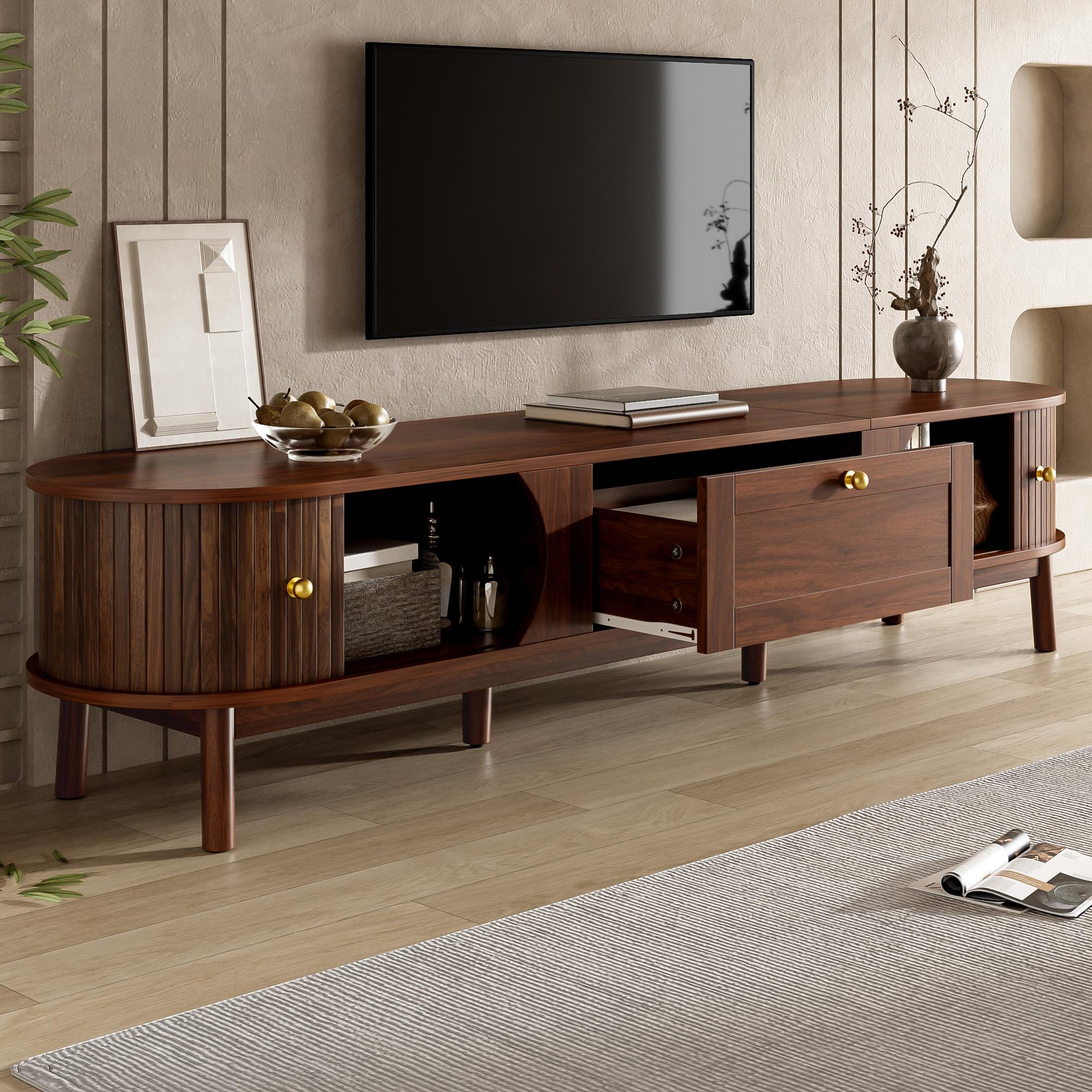 Voir la diapositive 5 : MERAX Meuble tv noyer 170 cm mdf