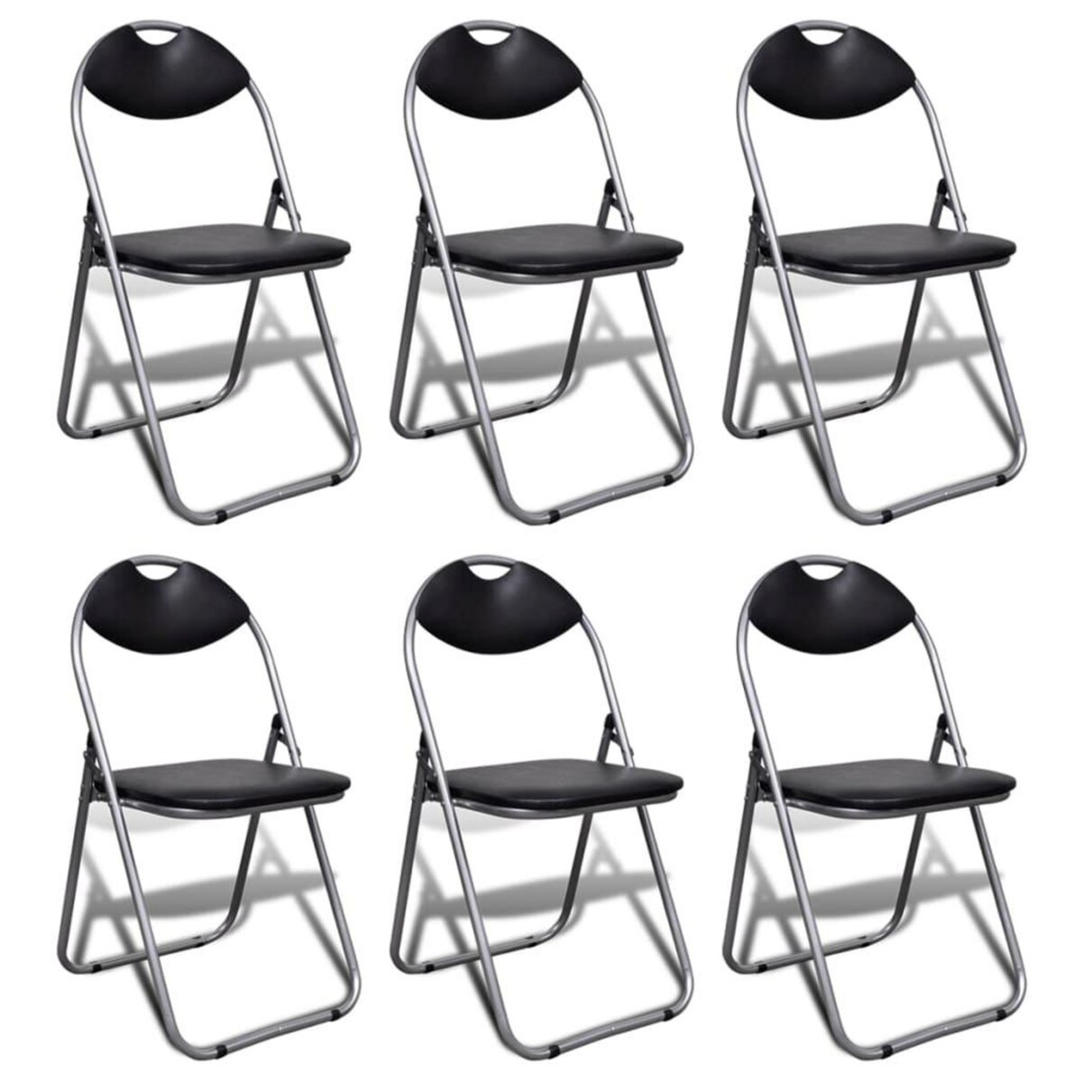 VIDAXL Chaises a manger pliables lot de 6 noir similicuir et acier
