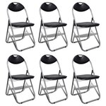 VIDAXL Chaises a manger pliables lot de 6 noir similicuir et acier