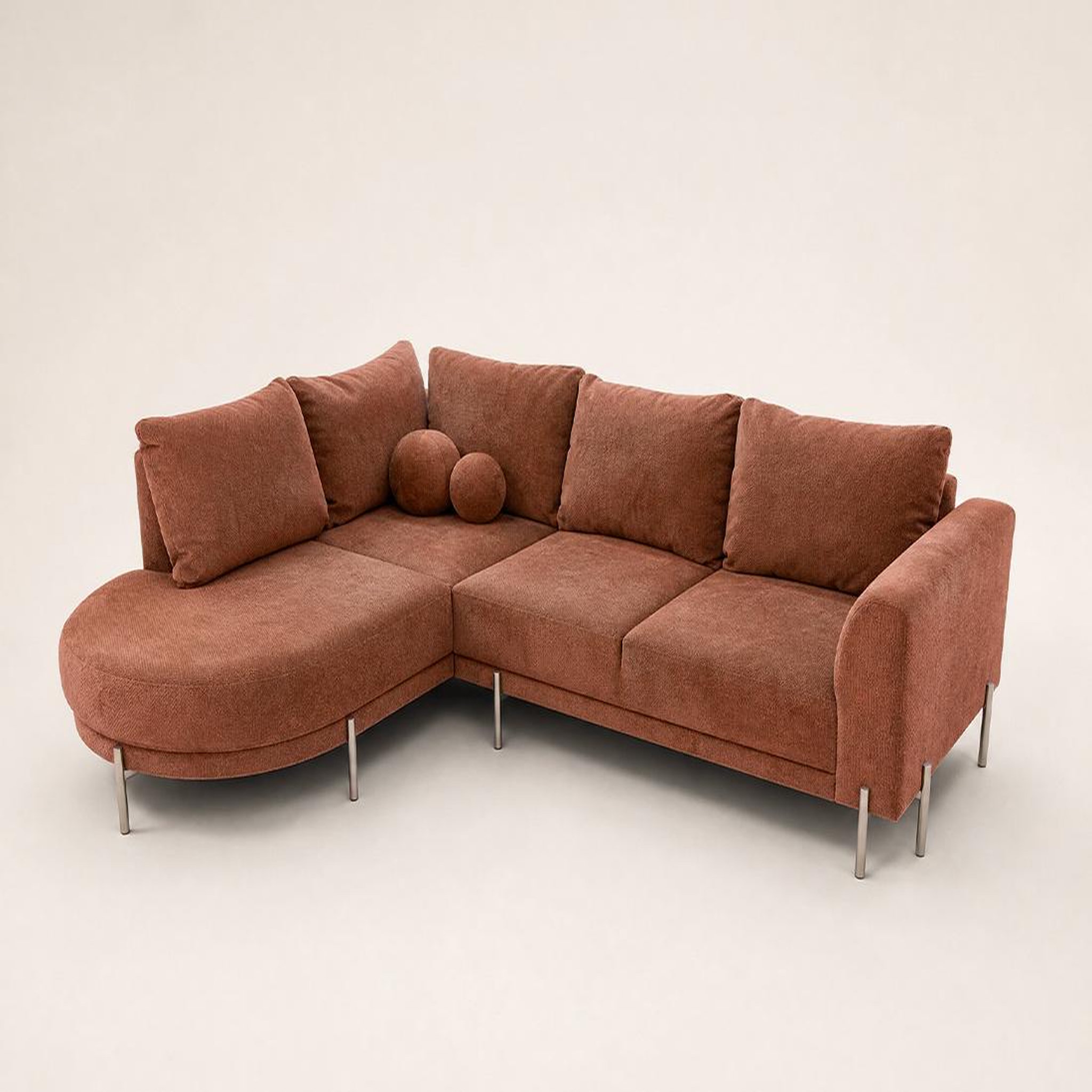Voir la diapositive 3 : BEST MOBILIER Gabin - canapé d'angle gauche 5 places en velours texturé