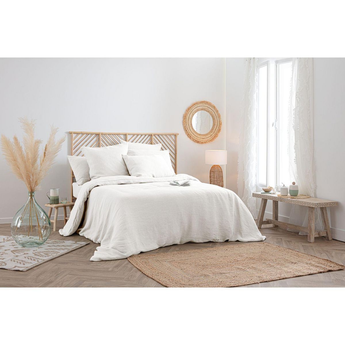 ATMOSPHERA Housse de couette 2 places Morning Sunshine 100% Lin