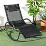 Voir la diapositive 2 : OUTSUNNY Chaise longue à bascule rocking chair design contemporain métal textilène noir
