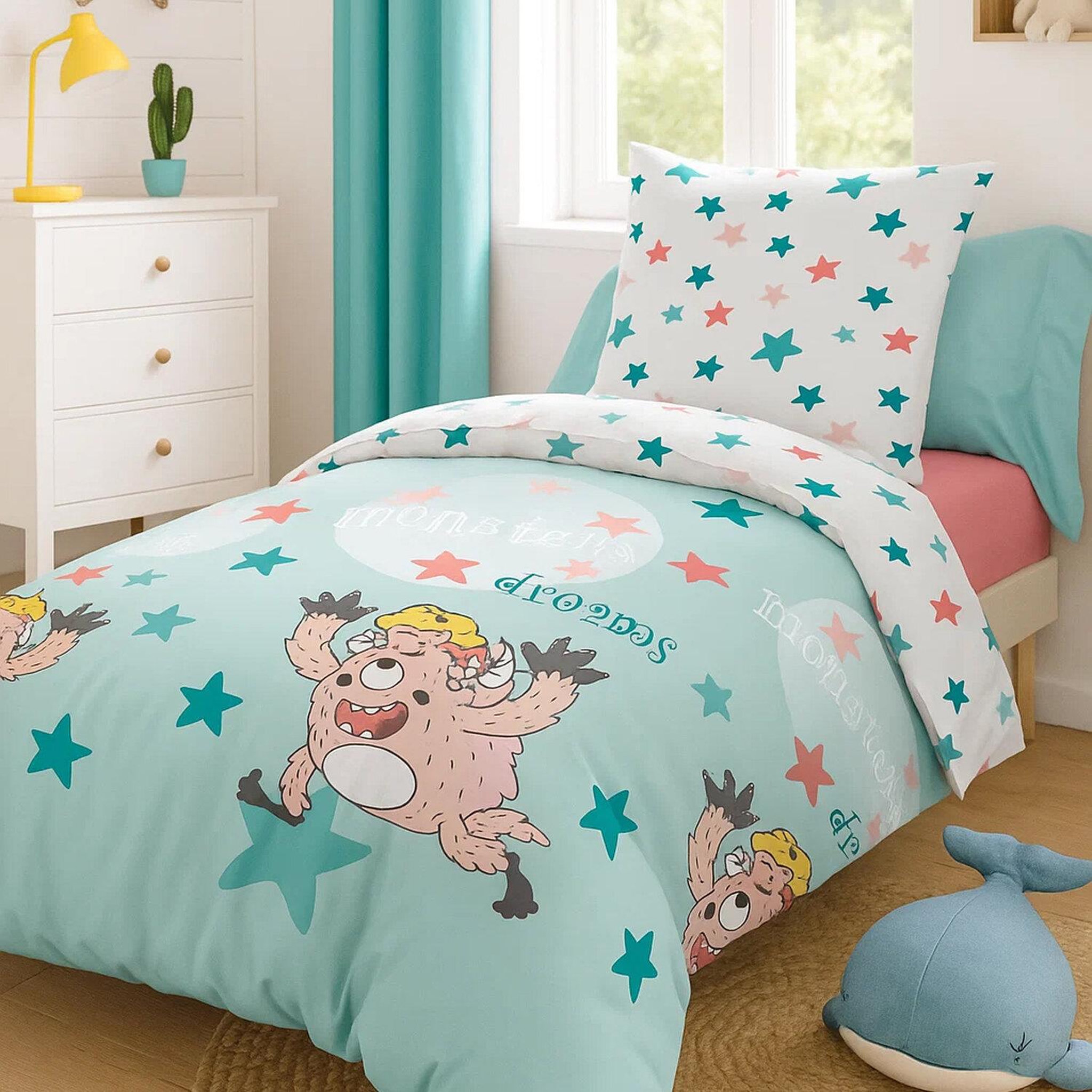 Voir la diapositive 1 : Home collection Parure housse de couette 100%coton 140x200cm monster dream