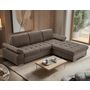Voir la diapositive 1 : BEST MOBILIER Bianca - canapé d'angle droit 4 places convertible avec coffre en tissu texturé