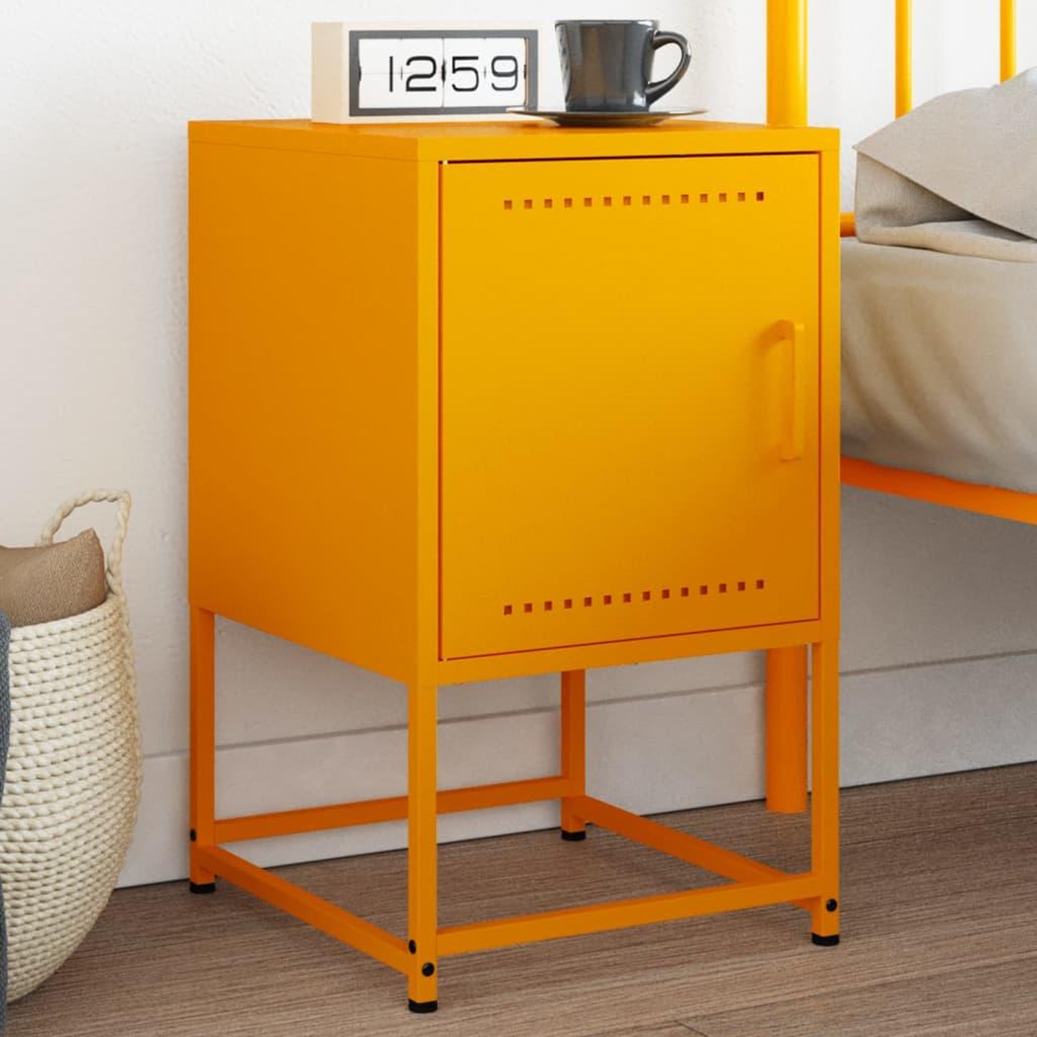 Voir la diapositive 1 : VIDAXL Table de chevet jaune moutarde 36x39x60,5 cm acier