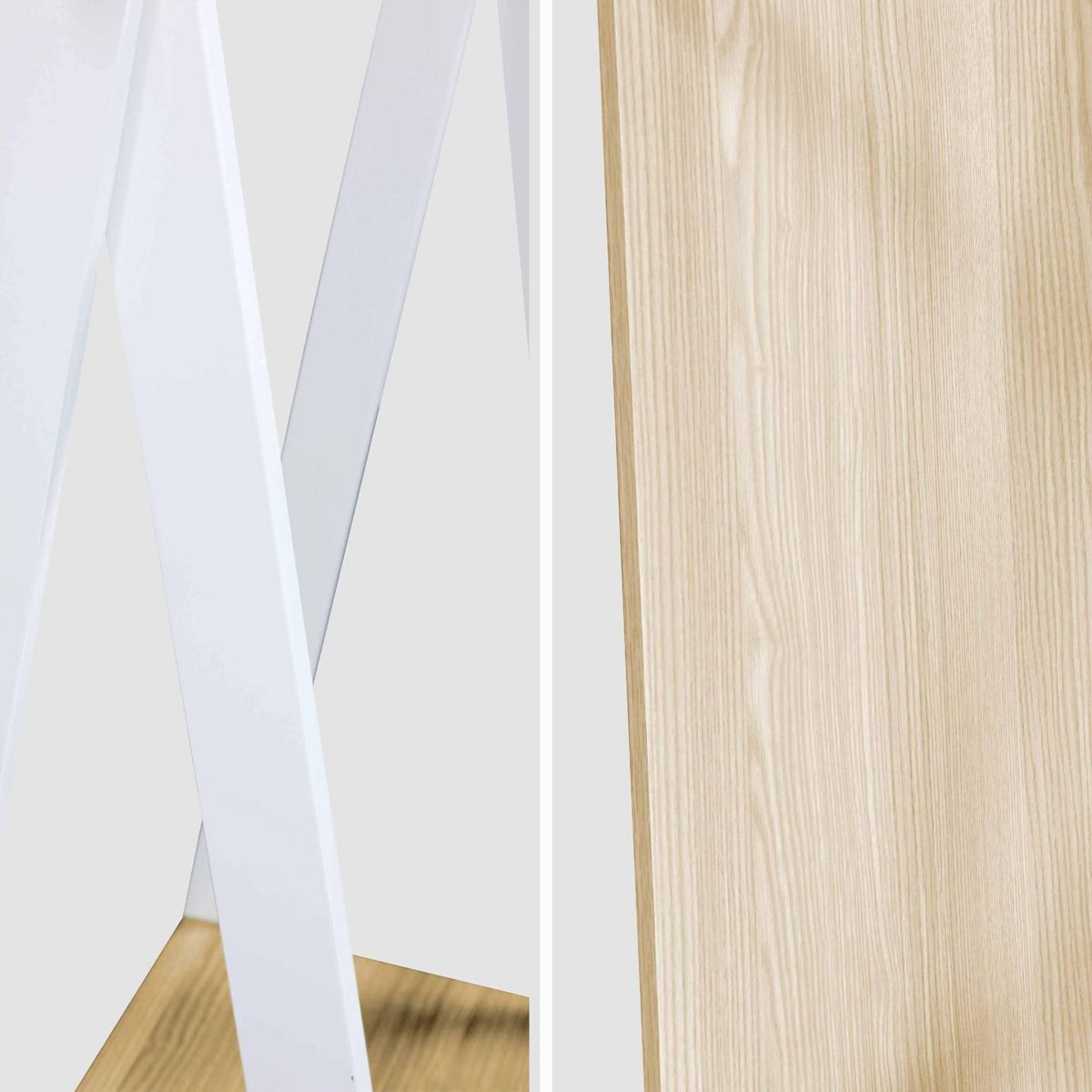 SWEEEK Penderie enfant en bois massif en pin naturel blanc - Tobias - 70X100CM. étagère basse. portant style scandinave. 4 pieds. 4.3kg