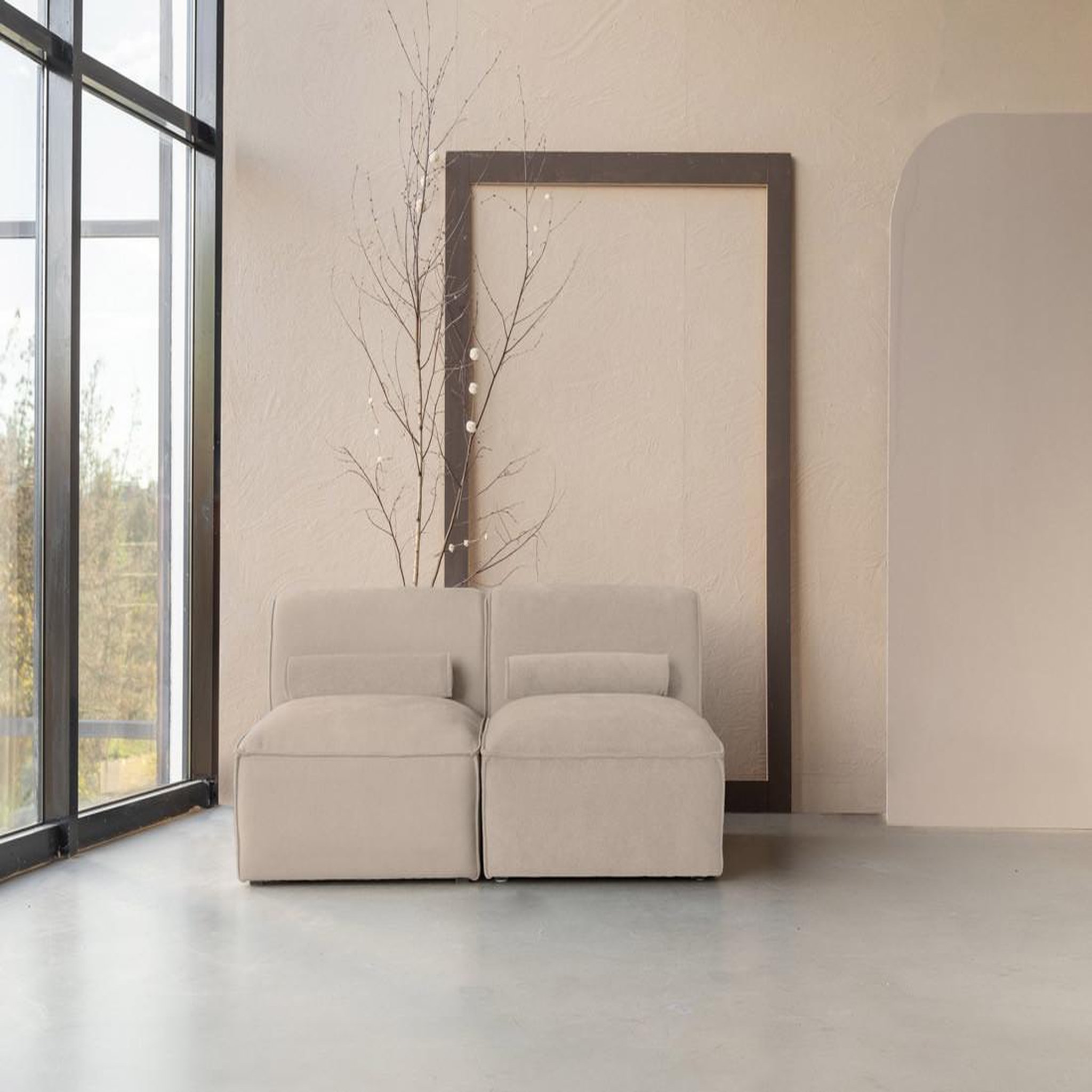 Voir la diapositive 3 : BEST MOBILIER Felix - canapé modulable 2 places en tissu texturé