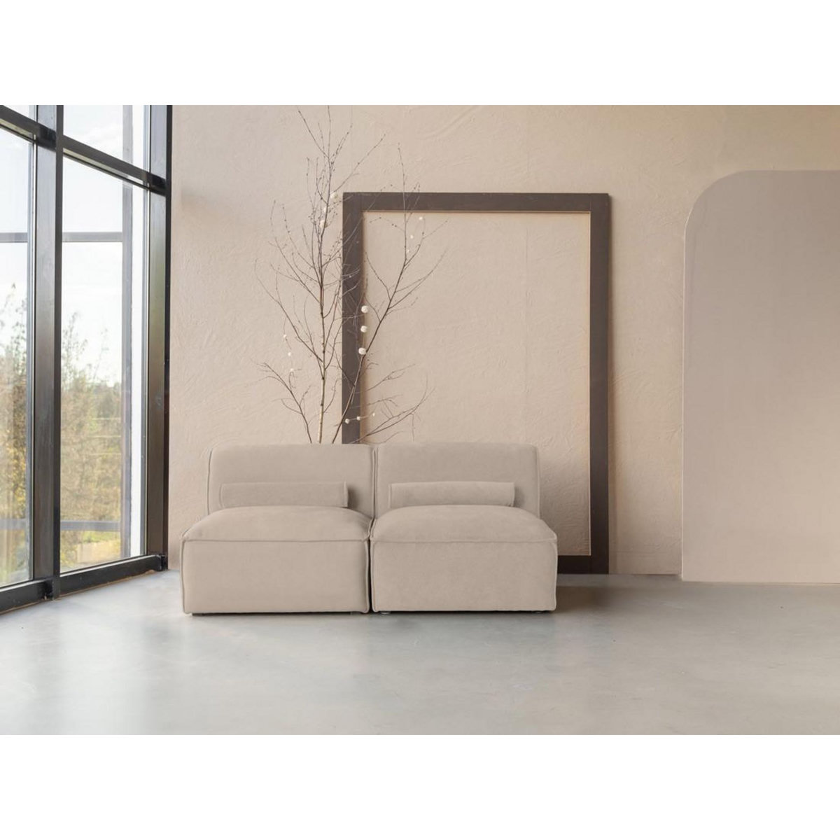 BEST MOBILIER Felix - canapé modulable 2 places en tissu texturé