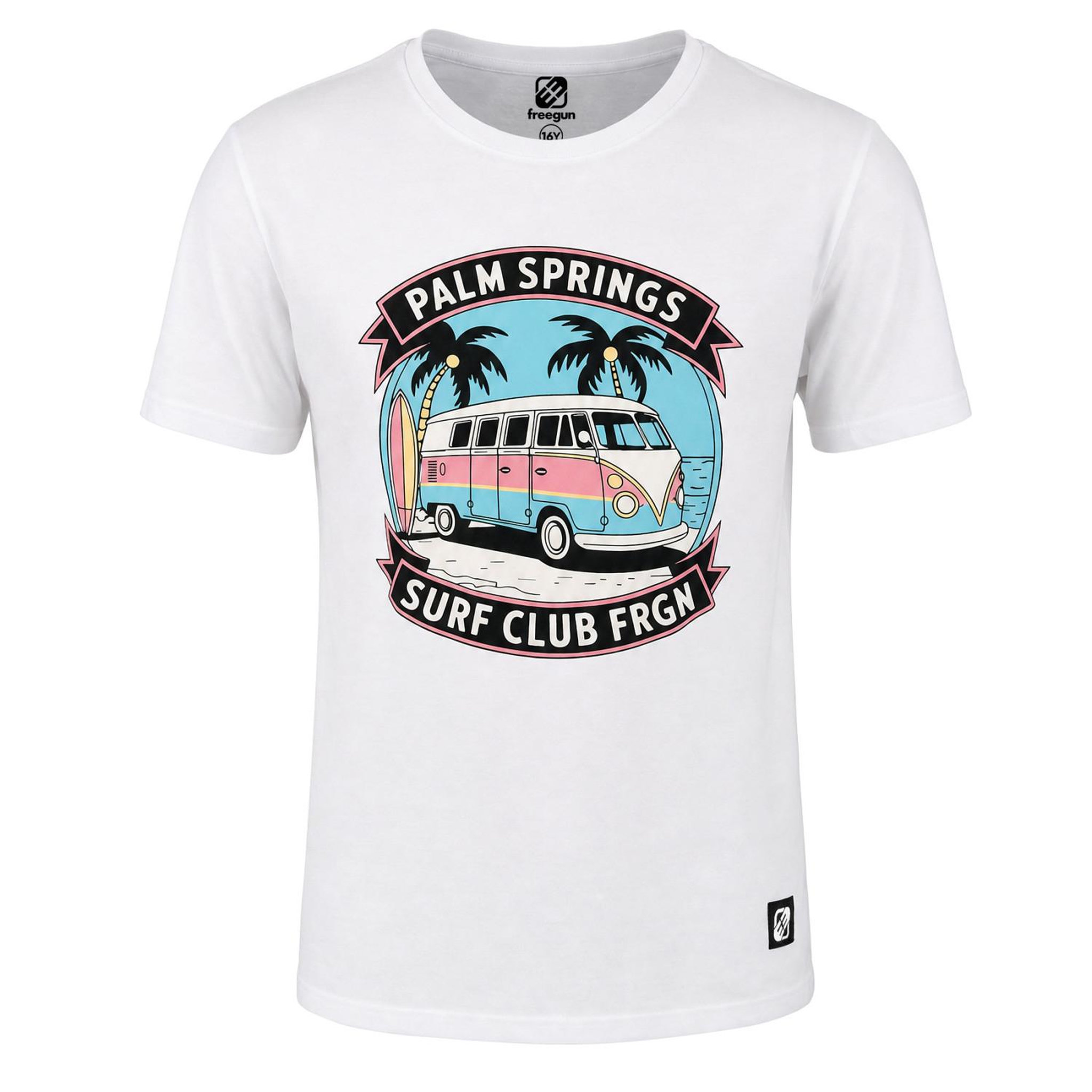 FREEGUN T-shirt junior en jersey 140GSM imprimé devant Van. Coloris disponibles : Blanc
