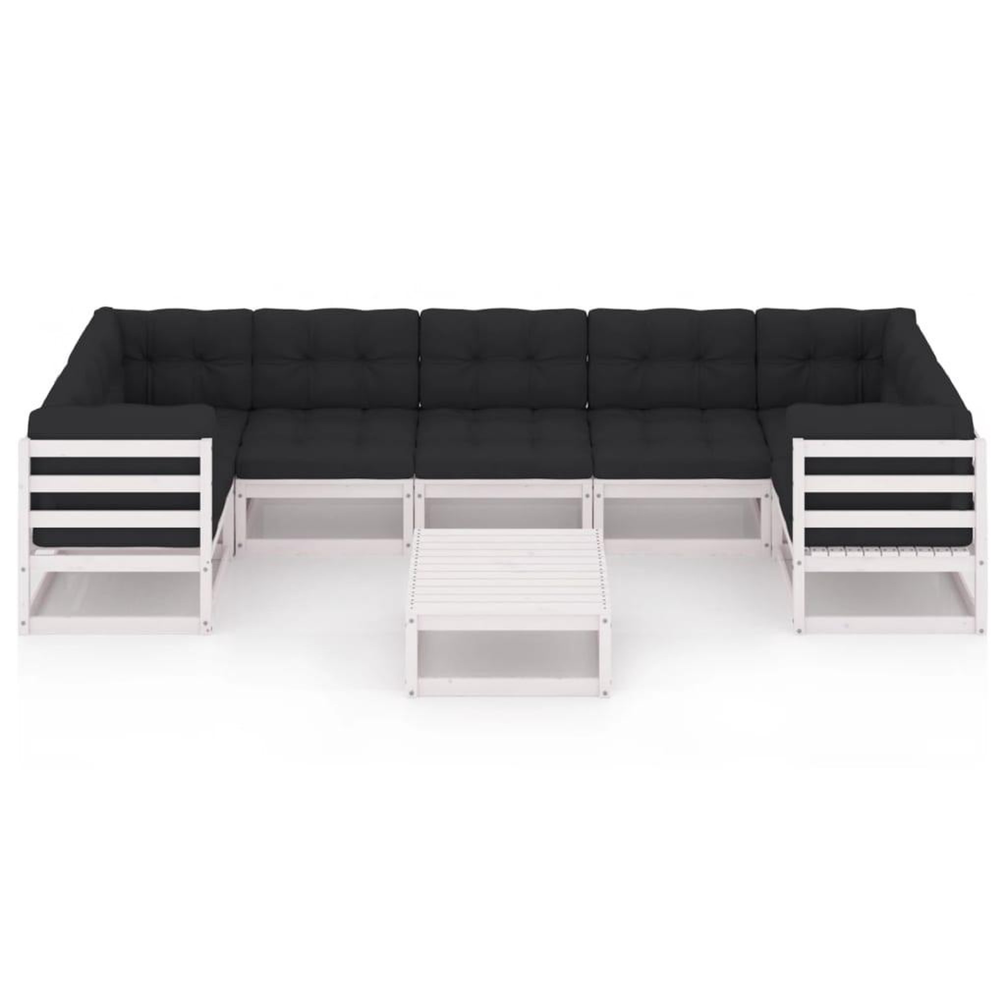 Voir la diapositive 3 : VIDAXL Salon de jardin avec coussins 8 pcs blanc bois de pin massif