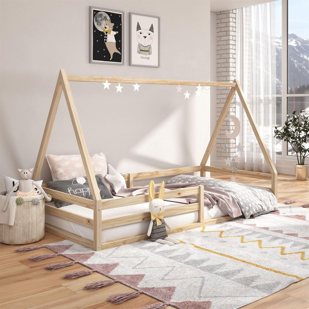 IDIMEX Lit cabane SILA 90 x 200 cm, en pin massif