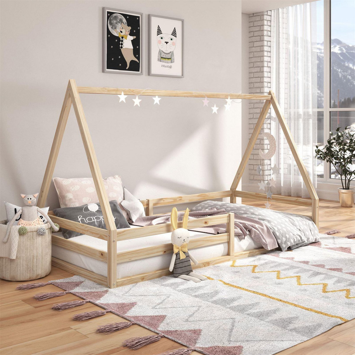 IDIMEX Lit cabane SILA 90 x 200 cm, en pin massif