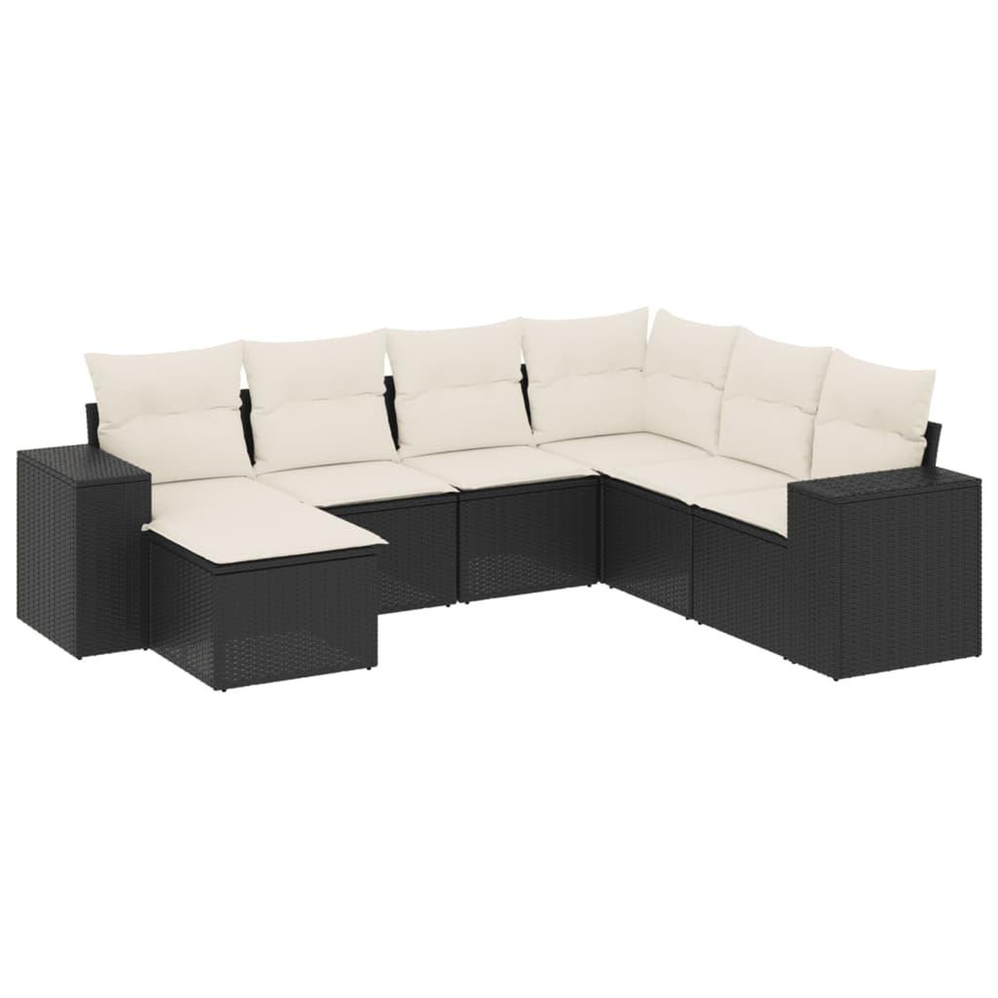 Voir la diapositive 2 : VIDAXL Salon de jardin 7 pcs avec coussins noir resine tressee