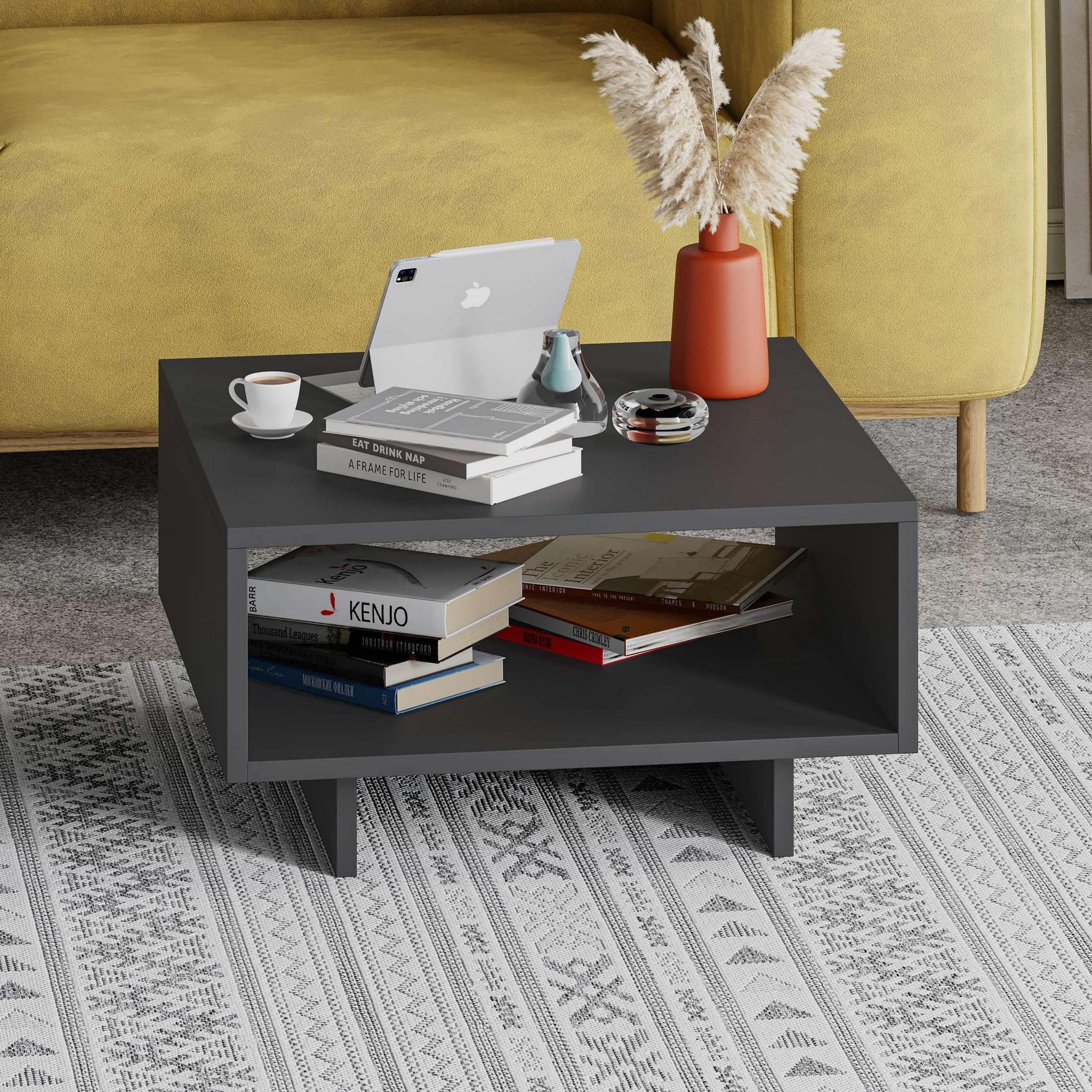 Voir la diapositive 3 : Habitat et Jardin Table basse en bois  Hola  - 60 x 60 x 32 cm - Gris anthracite
