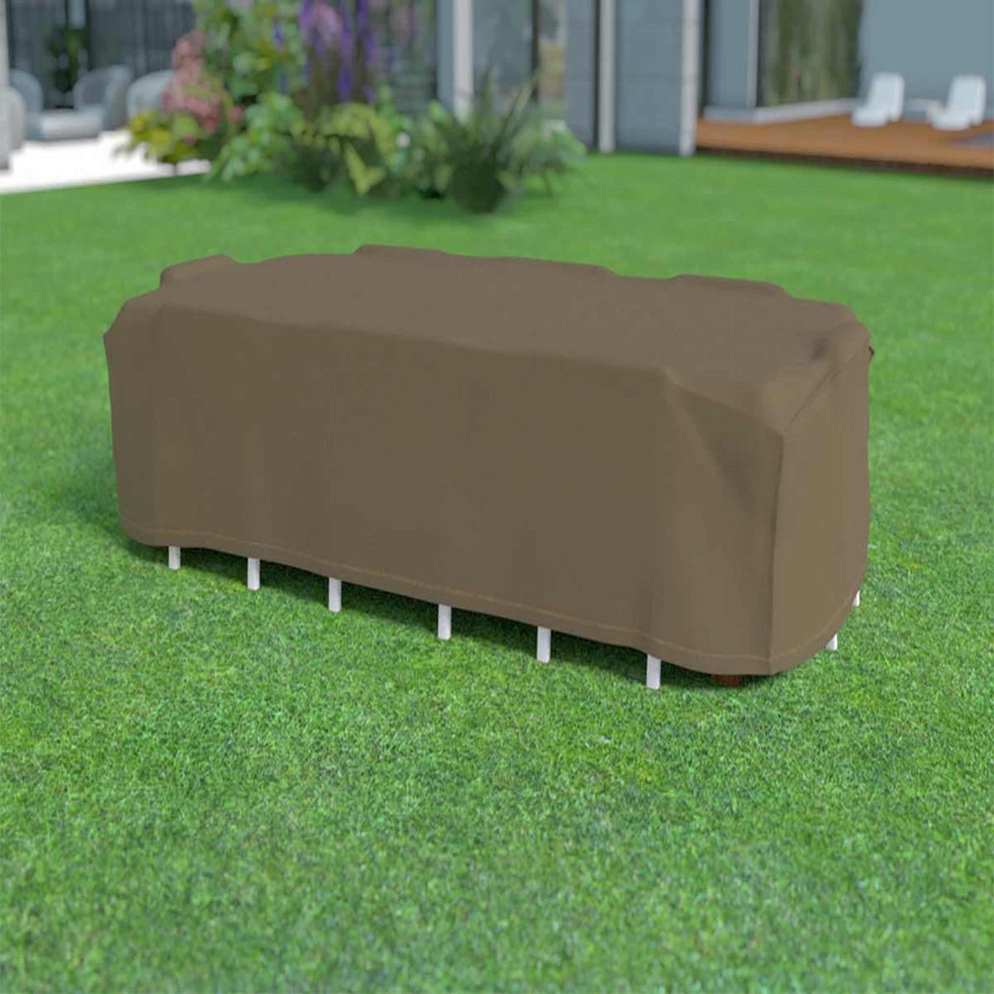 Voir la diapositive 2 : Nortene Housse de protection pour table rectangulaire + 8 chaises covertop - taupe - 325 x 205 x 90 cm