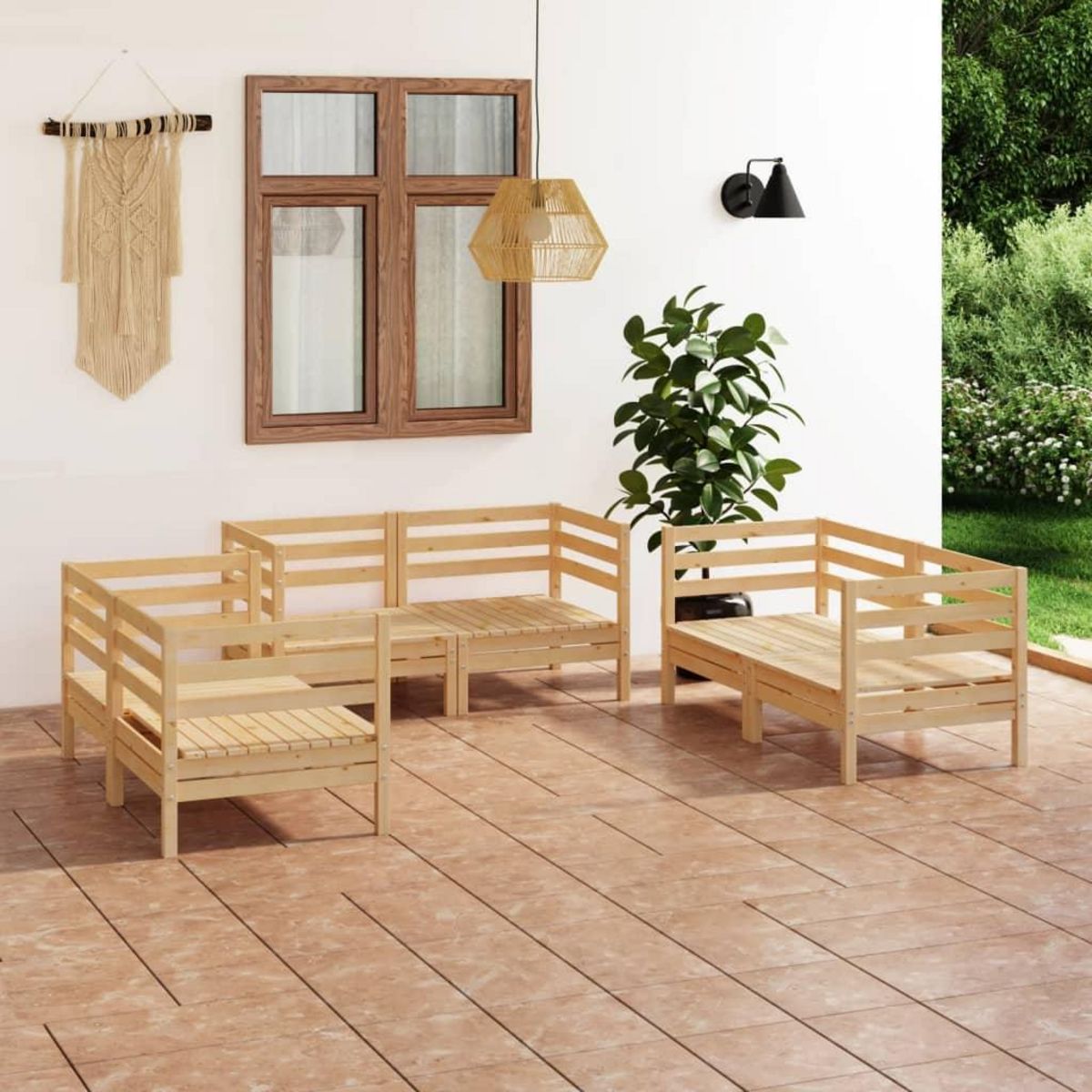 VIDAXL Salon de jardin 6 pcs Bois de pin massif
