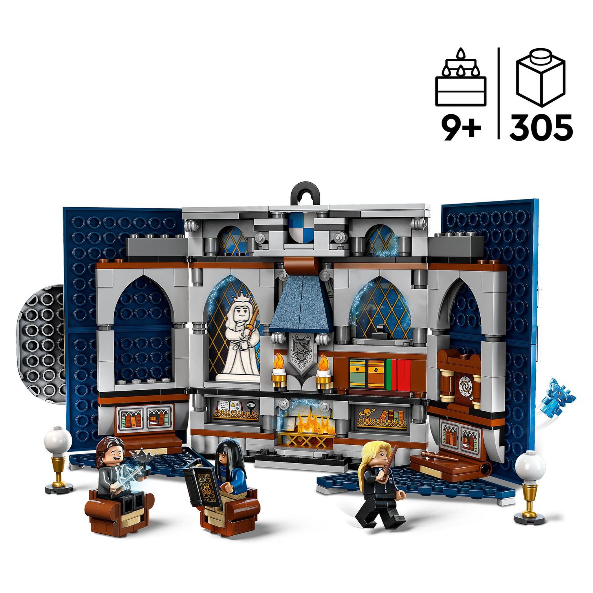 Voir la diapositive 4 : LEGO Harry Potter 76411 - Le blason de la maison Serdaigle, Jouet avec 3 Minifigurines et Diadème, Décoration Murale Salle Commune Château de Poudlard, Collection