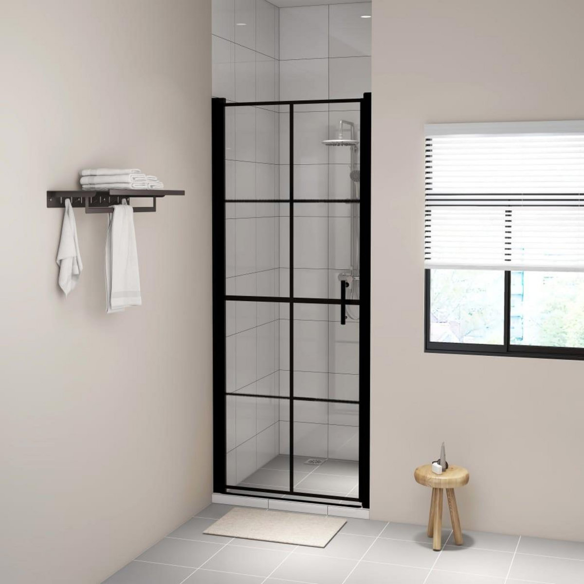 VIDAXL Porte de douche verre trempe 91x195 cm noir