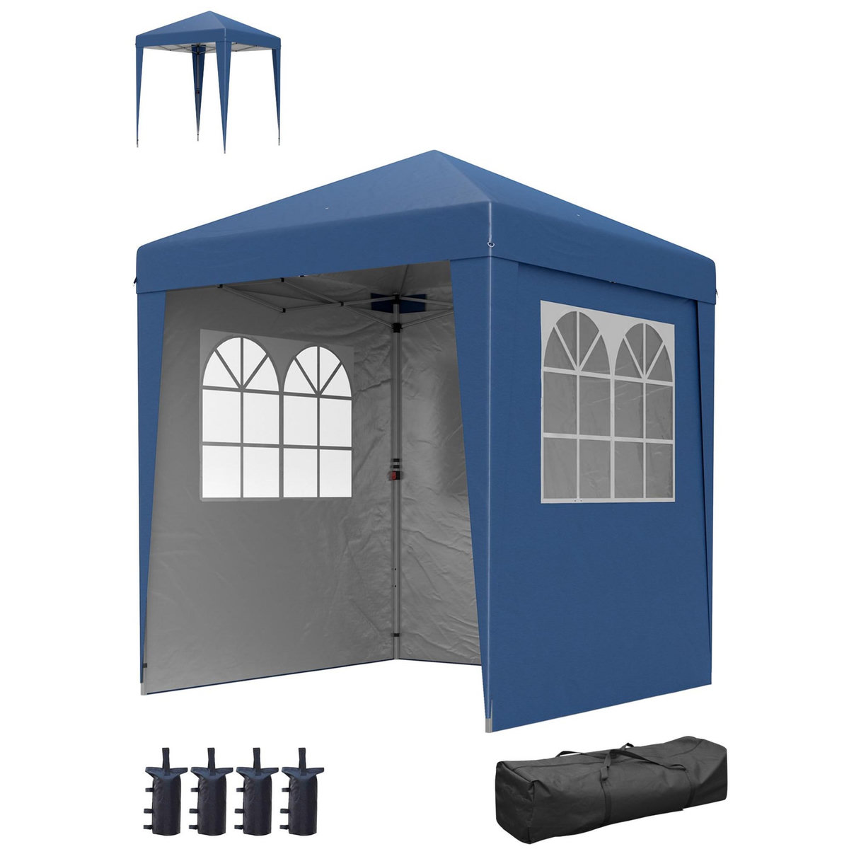 OUTSUNNY Tonnelle de jardin pliante pop-up réglable anti-UV 30+ 4 sacs lestage sac de transport bleu
