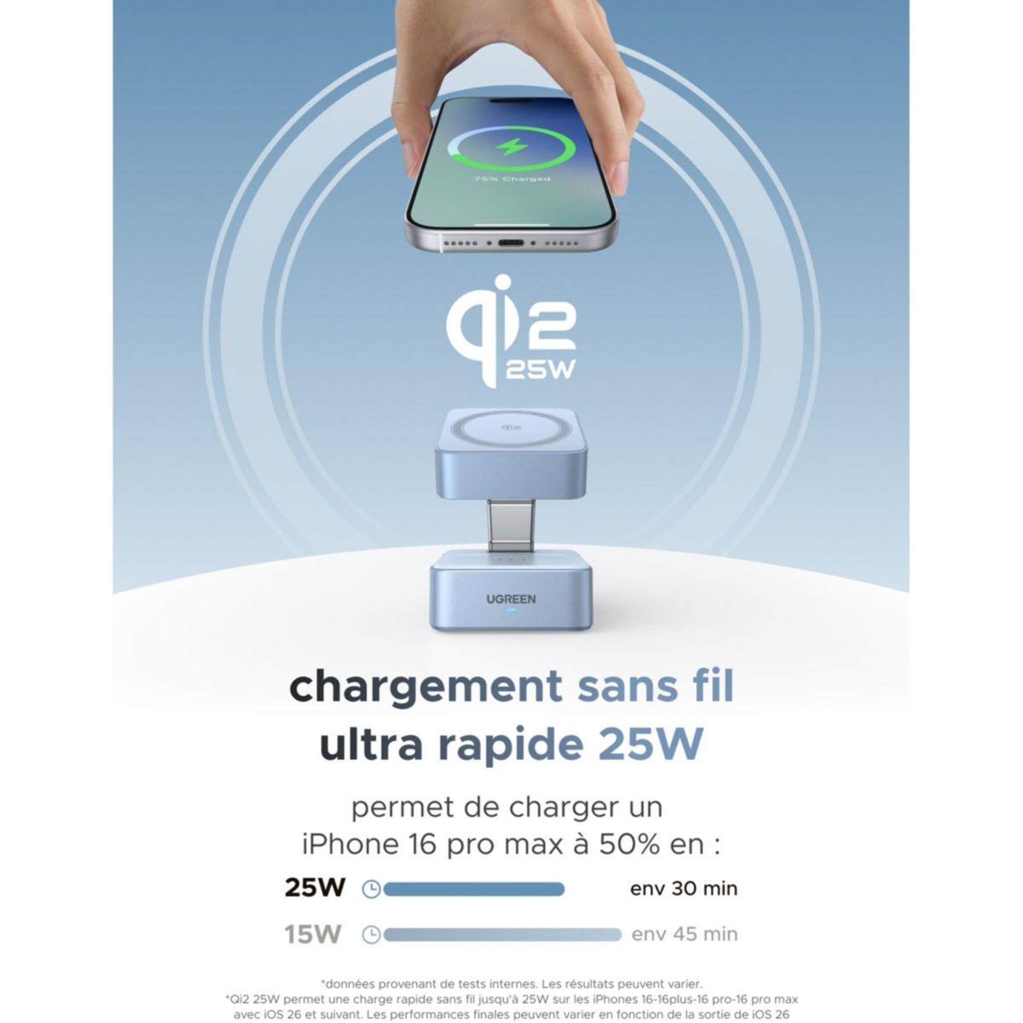 Voir la diapositive 3 : UGREEN Station de charge Magnetique 2 en 1