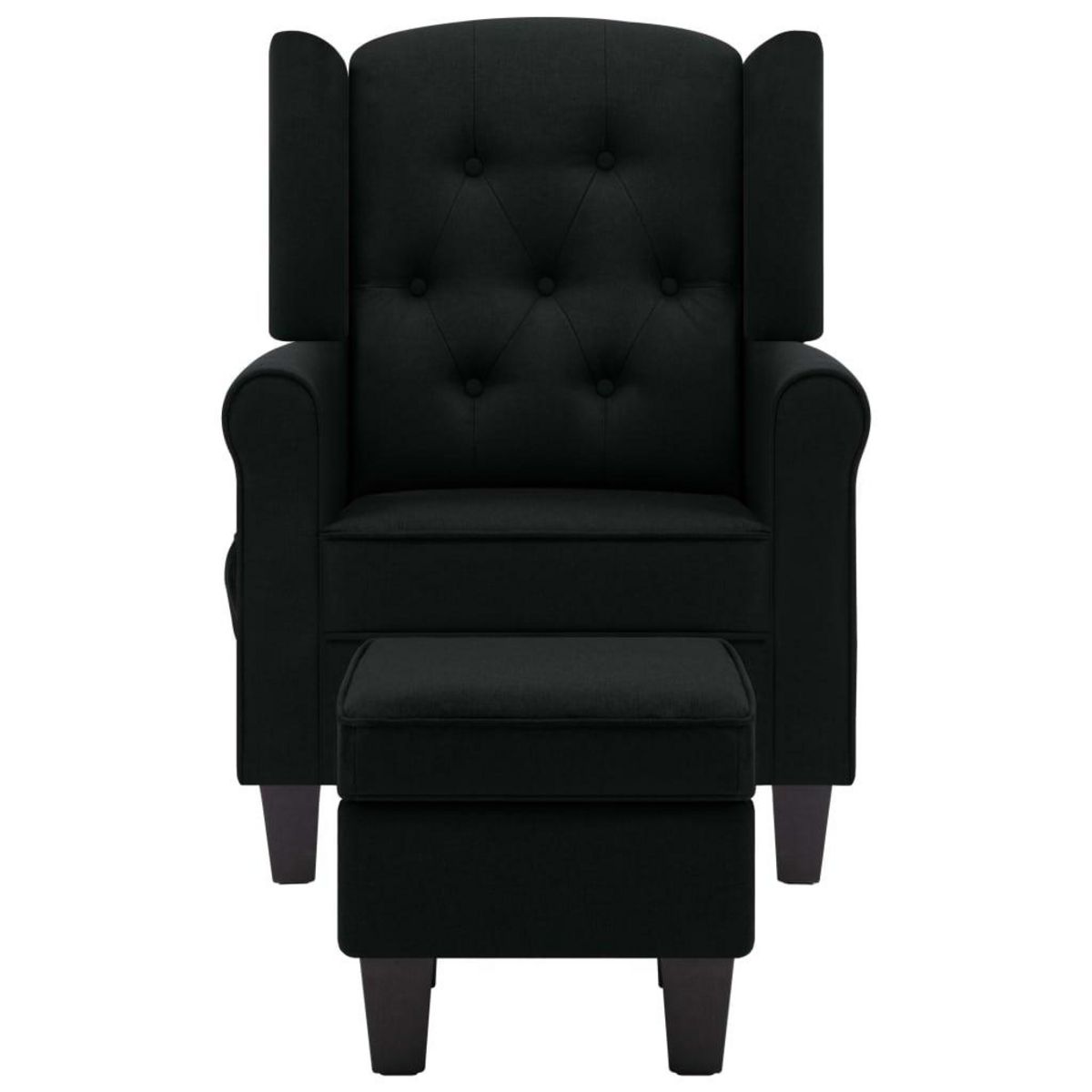 VIDAXL Fauteuil de massage avec repose-pied Noir Tissu