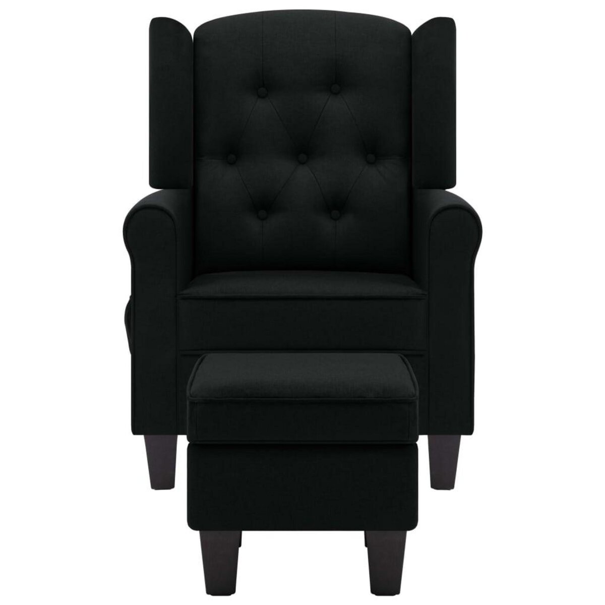 VIDAXL Fauteuil de massage avec repose-pied Noir Tissu
