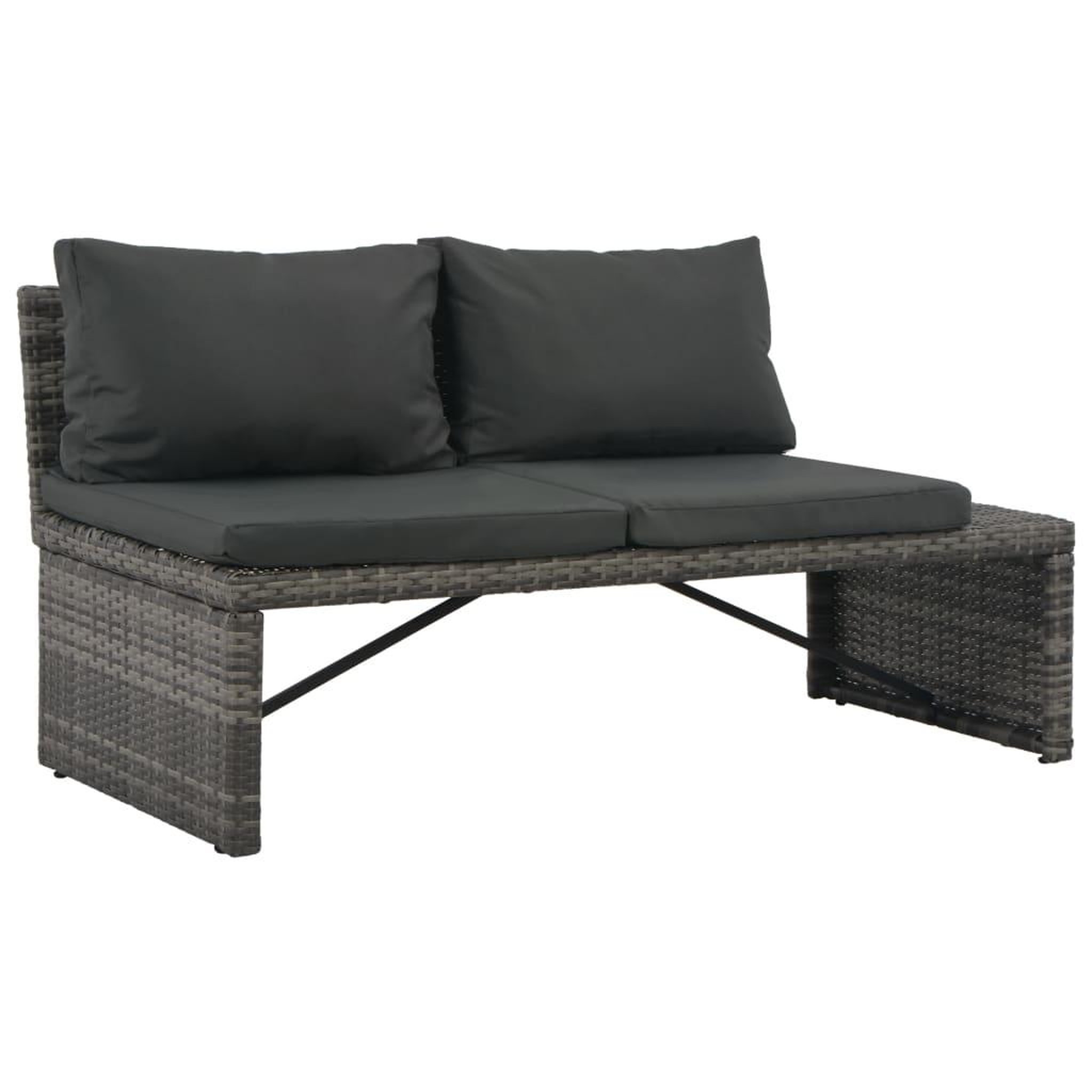 Voir la diapositive 3 : VIDAXL Salon de jardin 3 pcs avec coussins resine tressee gris