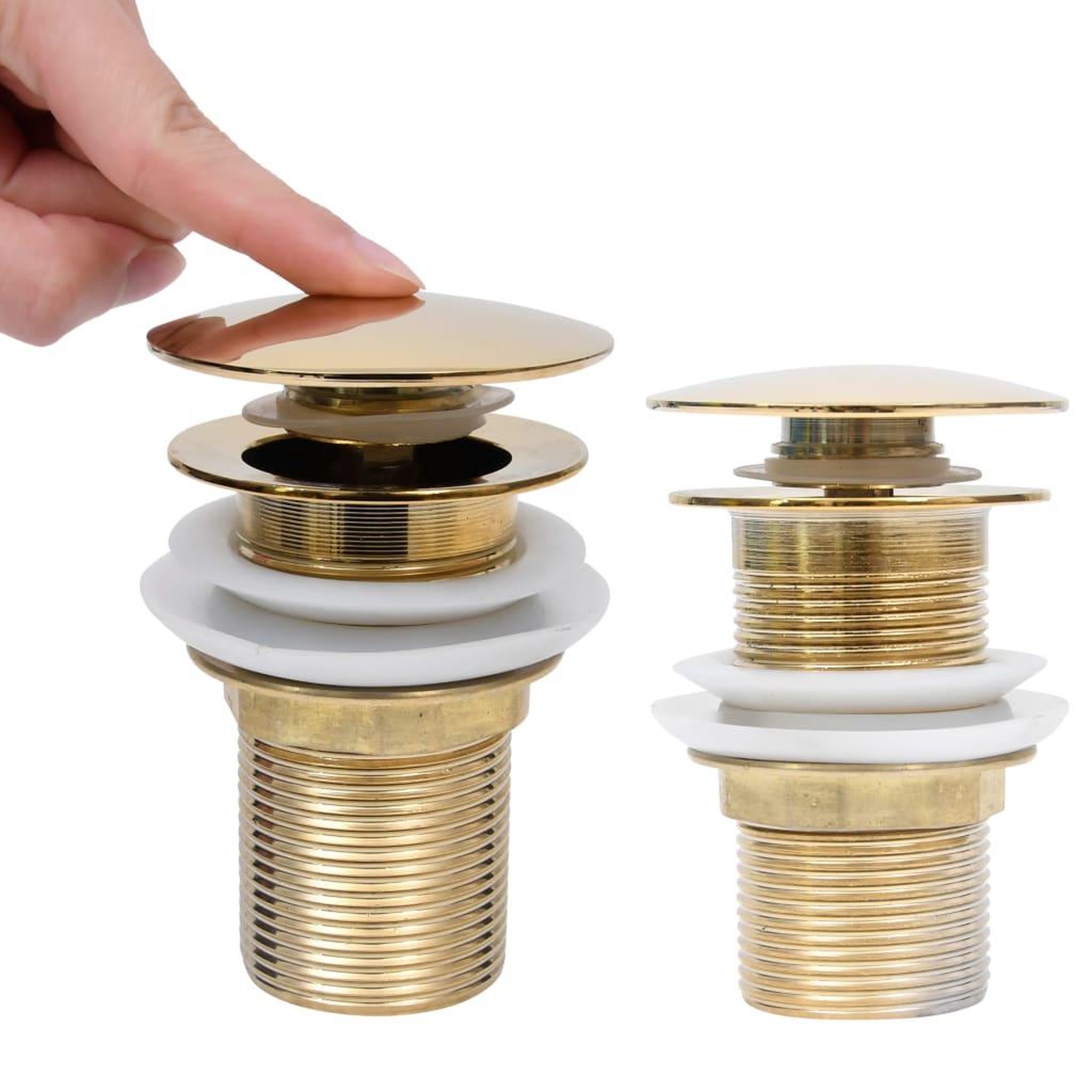 Voir la diapositive 5 : VIDAXL Drain a poussoir sans debordement Dore 6,4x6,4x9,1 cm