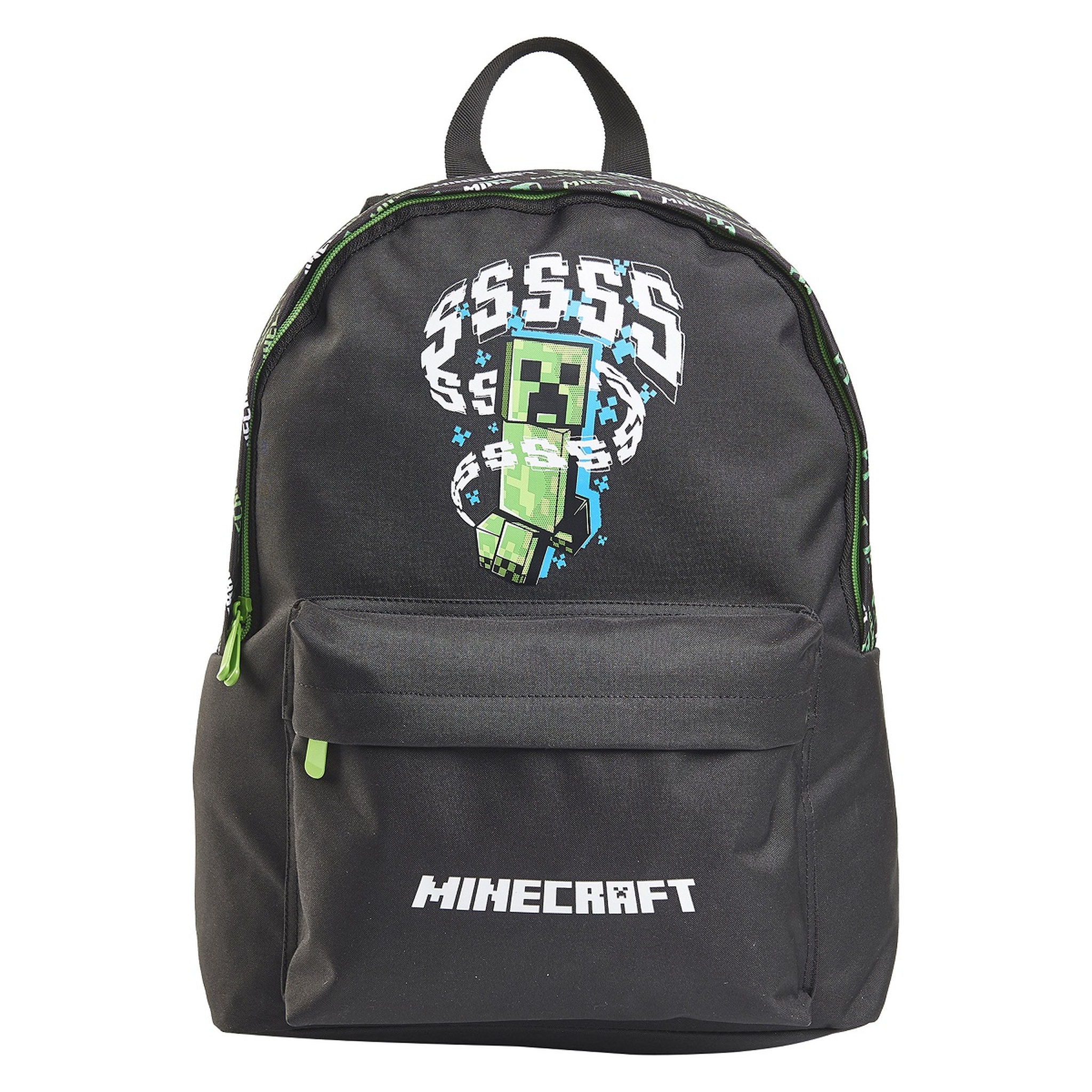 Voir la diapositive 1 : Sac à dos 1 compartiment Noir MINECRAFT
