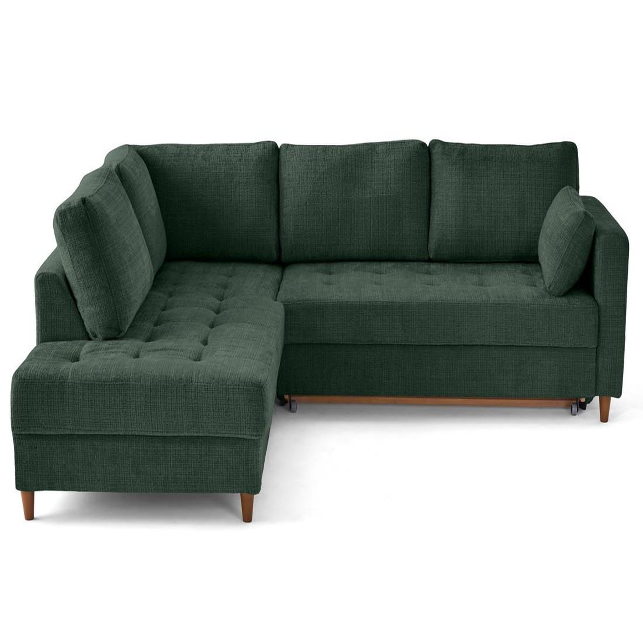 Voir la diapositive 1 : BEST MOBILIER Anna - canapé d'angle gauche 5 places convertible en velours texturé