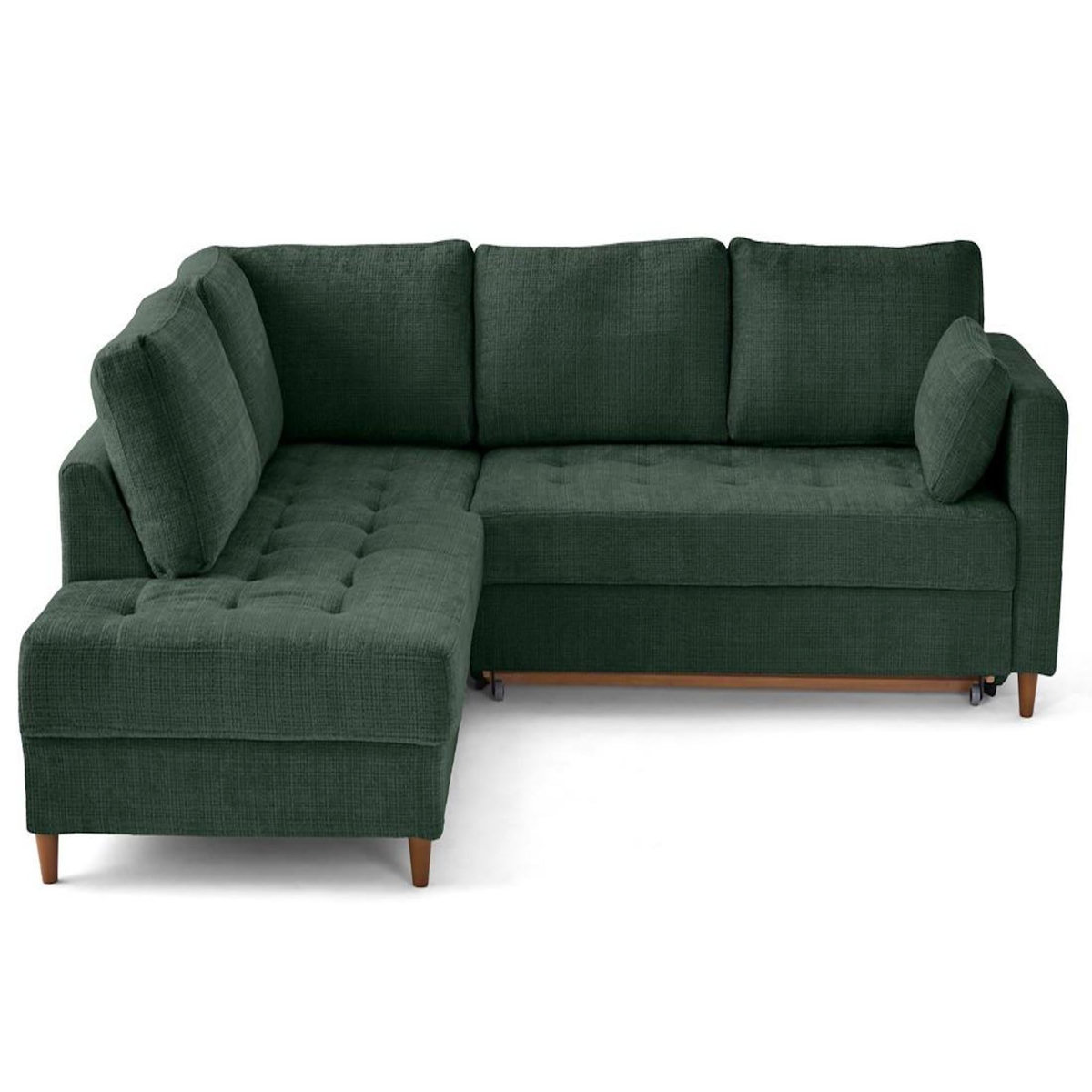 LISA DESIGN Anna - canapé d'angle gauche 5 places convertible en velours texturé