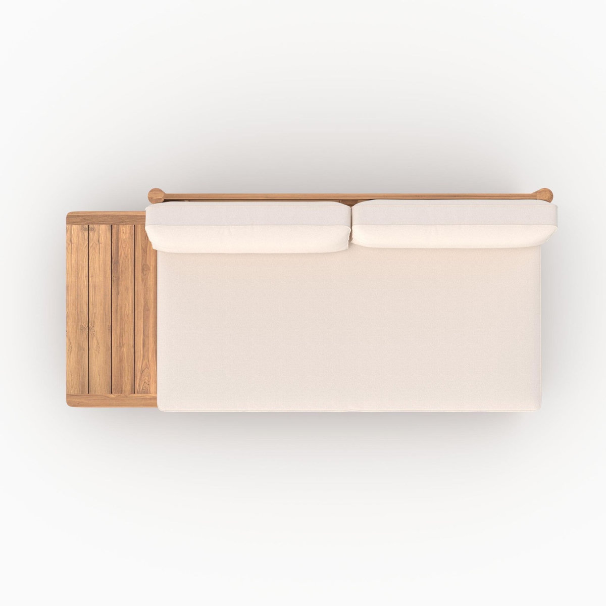 Rendez vous déco Canapé de jardin en teck massif et coussin blanc 2 places-Nadila