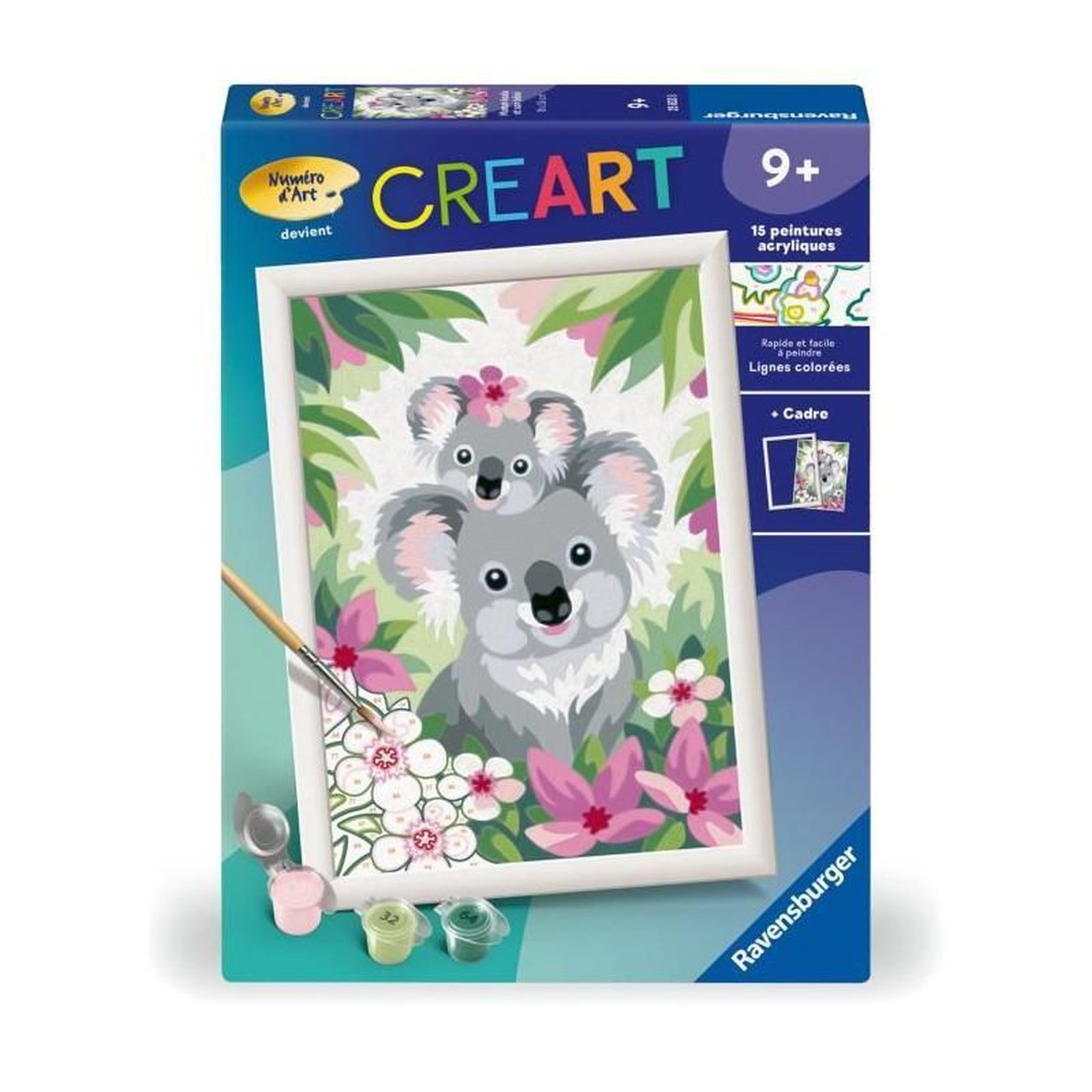 RAVENSBURGER CreArt Kids 18x24cm Maman koala et son bébé, Kit de peinture par numéros Numéro d'Art, Des 9 ans, 25833, Ravensburger
