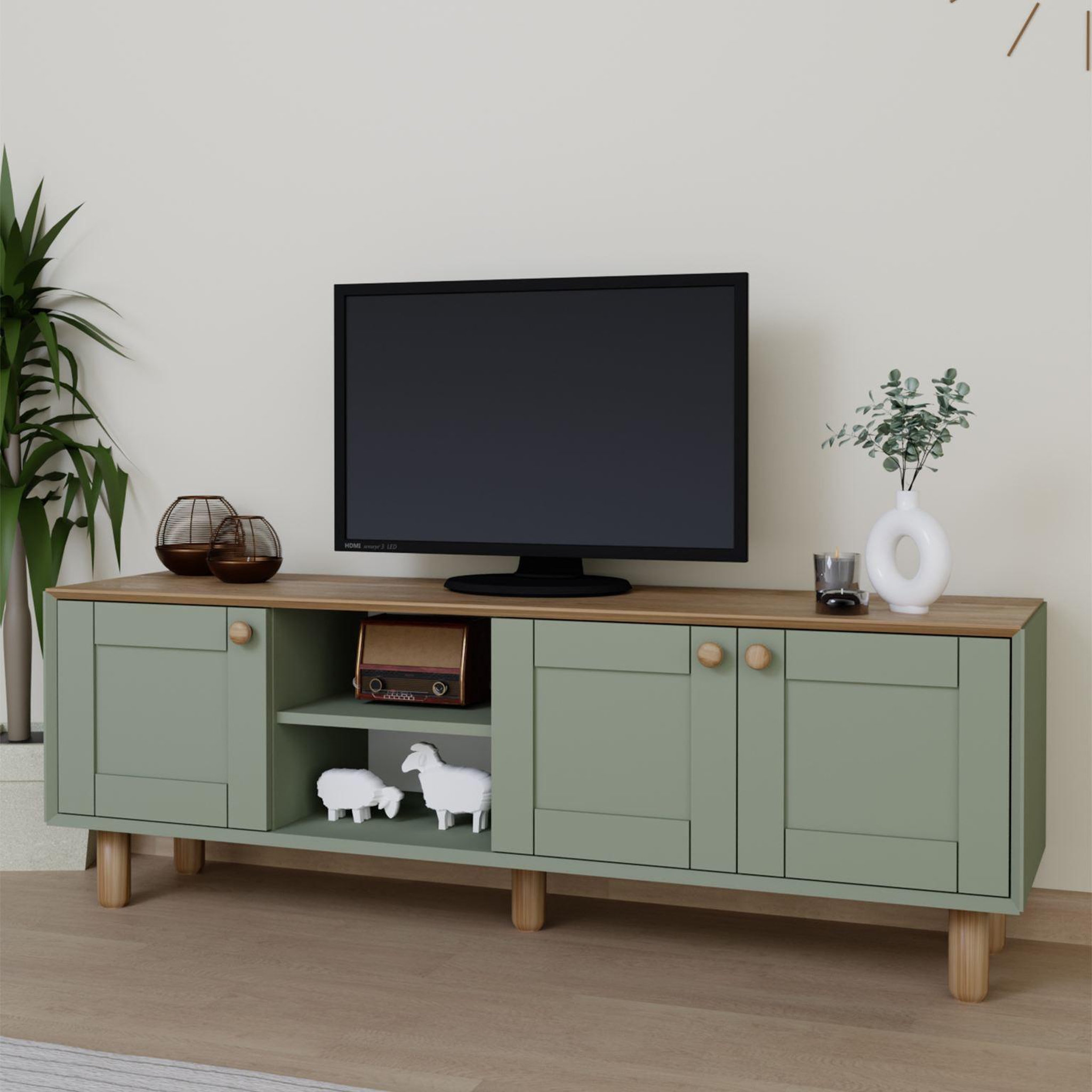Voir la diapositive 3 : Habitat et Jardin Meuble TV en bois  Mia  - 160 x 40 x 56 cm - Vert