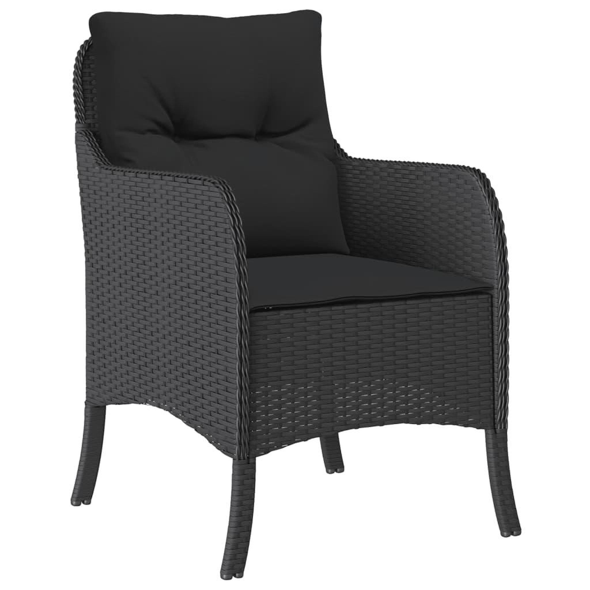 Voir la diapositive 3 : VIDAXL Ensemble a manger de jardin coussins 7pcs Noir Resine tressee