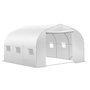 Voir la diapositive 1 : OUTSUNNY Serre tunnel de jardin dim. 3,5L x 3l x 2H m porte + 6 fenêtres enroulables acier galvanisé bâche PE haute densité blanc