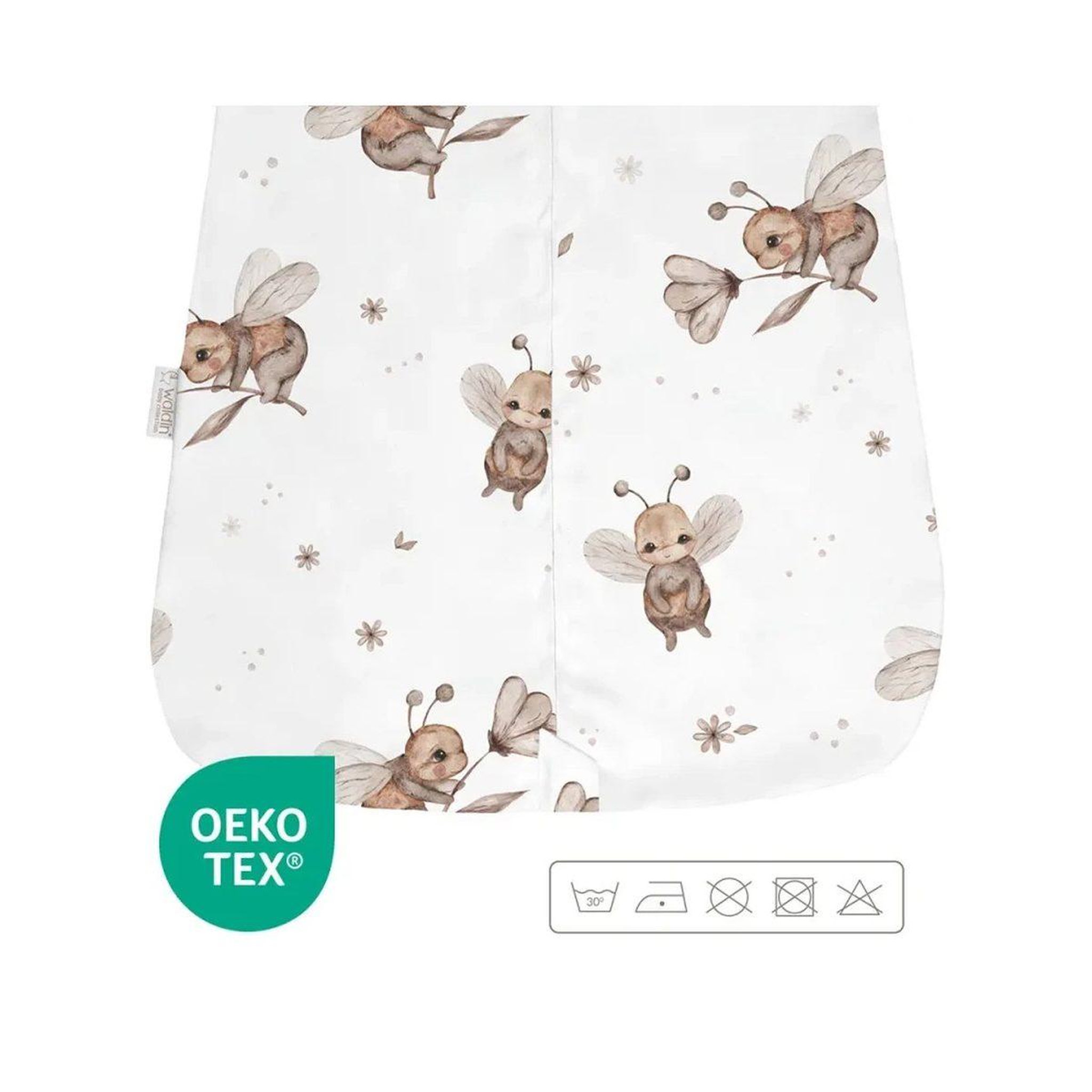 Voir la diapositive 2 : WALDIN Gigoteuse en bambou 40 × 64 cm 0,5 TOG - taille S - motif abeilles, blanc