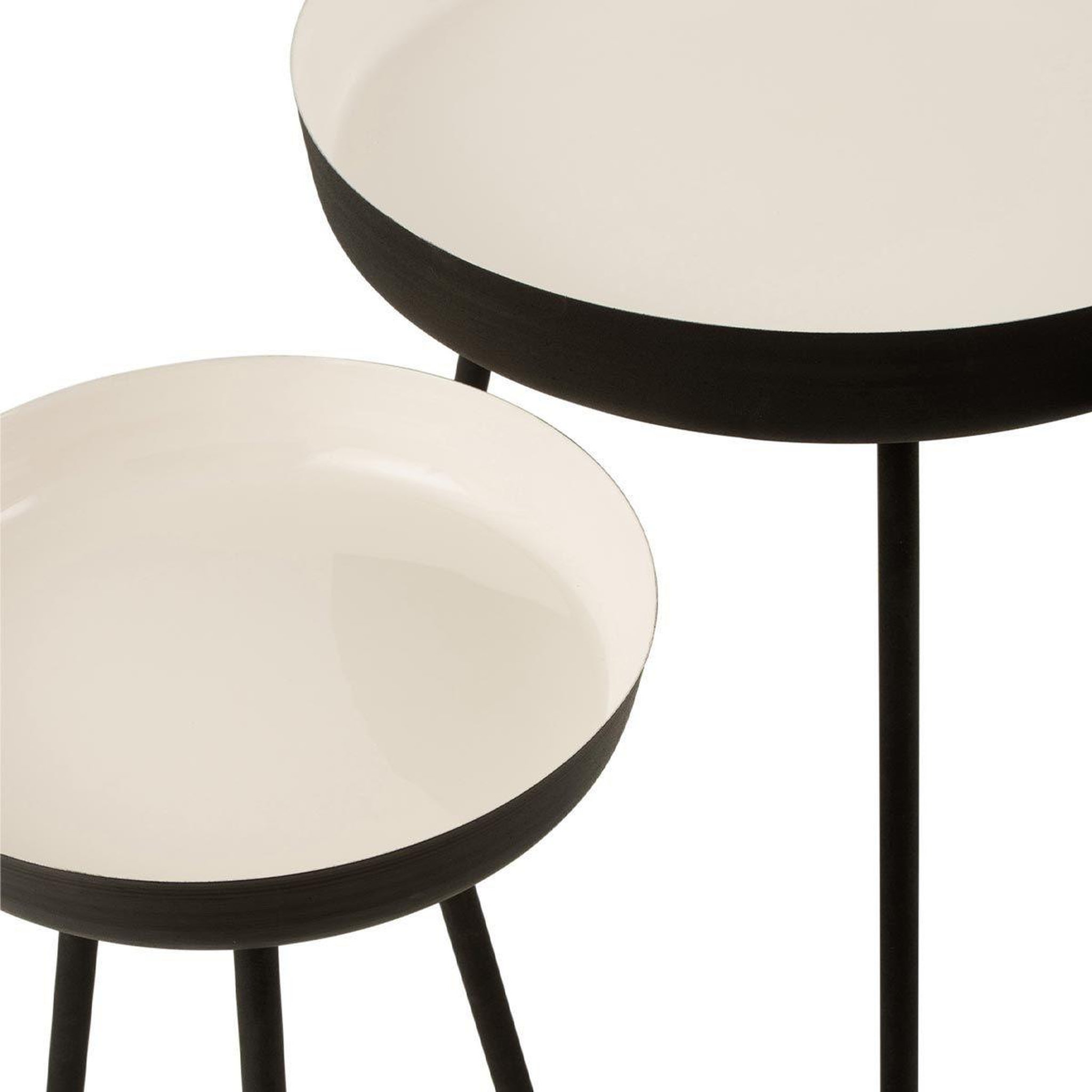 Voir la diapositive 2 : J-LINE Lot de 3 tables gigognes  pulta  67cm noir & blanc