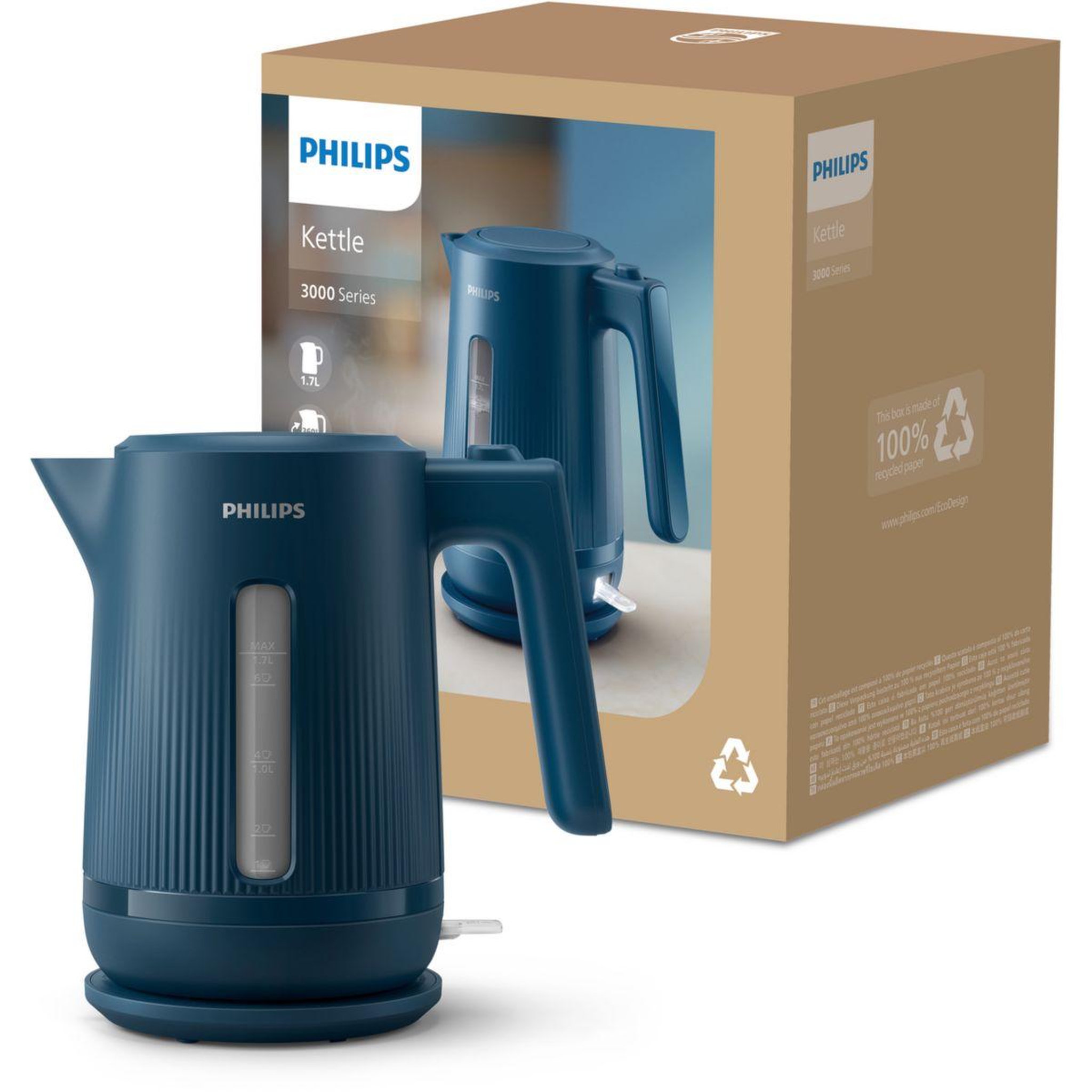 Voir la diapositive 2 : Philips Bouilloire hd9411/70 bouilloire électrique bleue série 3000 1.7l, 2200w