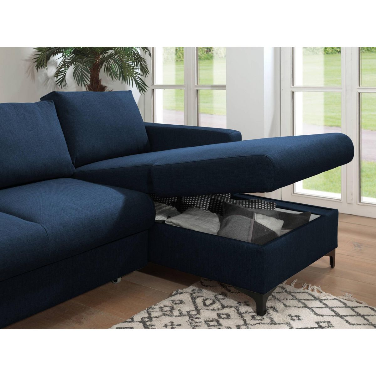 LISA DESIGN Tala - canapé d'angle droit - convertible avec coffre - 4 places - en tissu