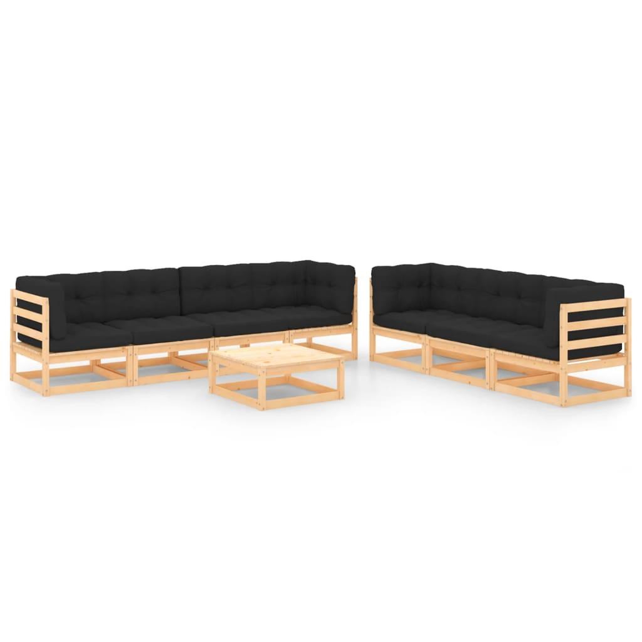 Voir la diapositive 1 : VIDAXL Salon de jardin 8 pcs avec coussins Bois de pin massif