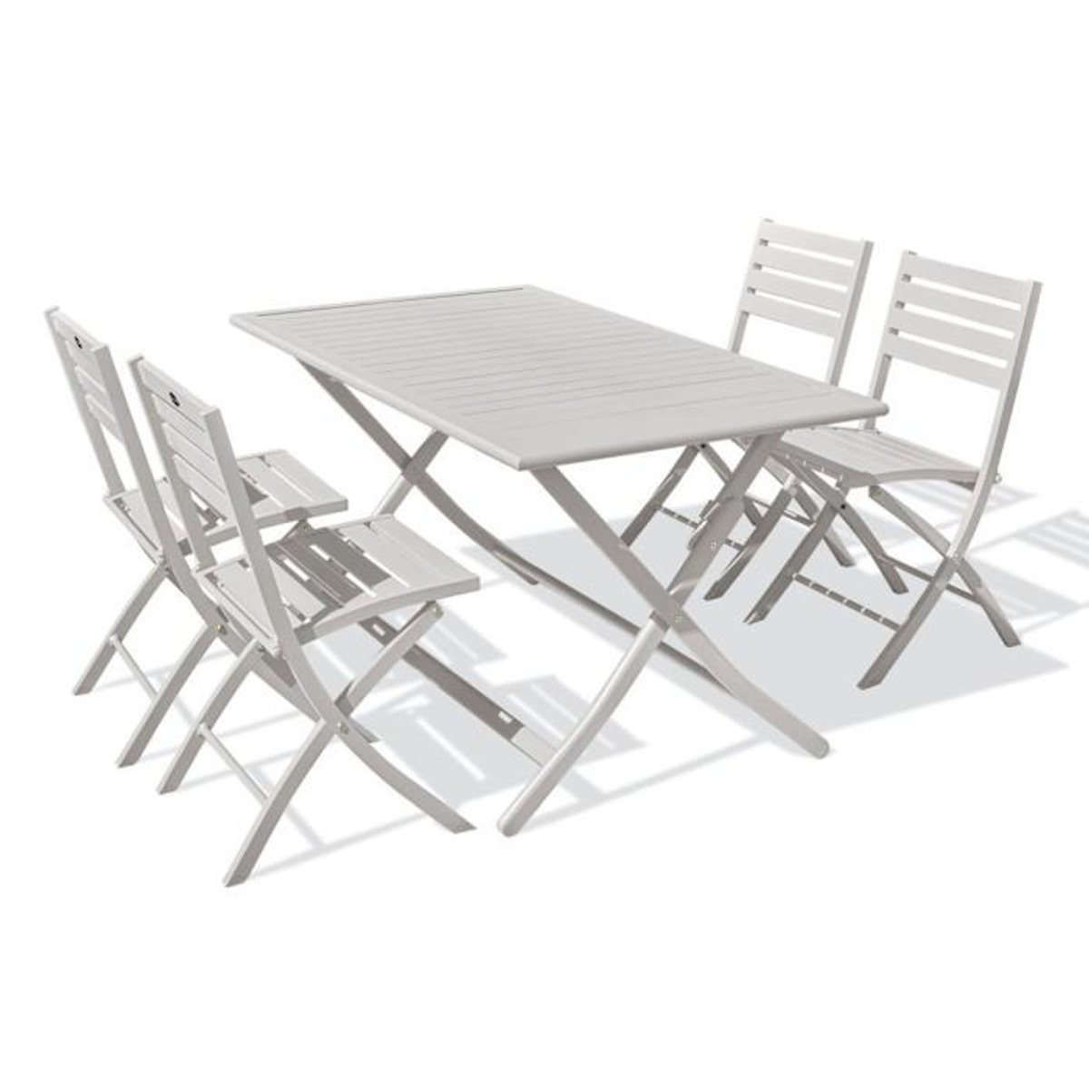 Paris Prix Ensemble Table de Jardin Pliante & 4 Chaises  Marius  140cm Gris