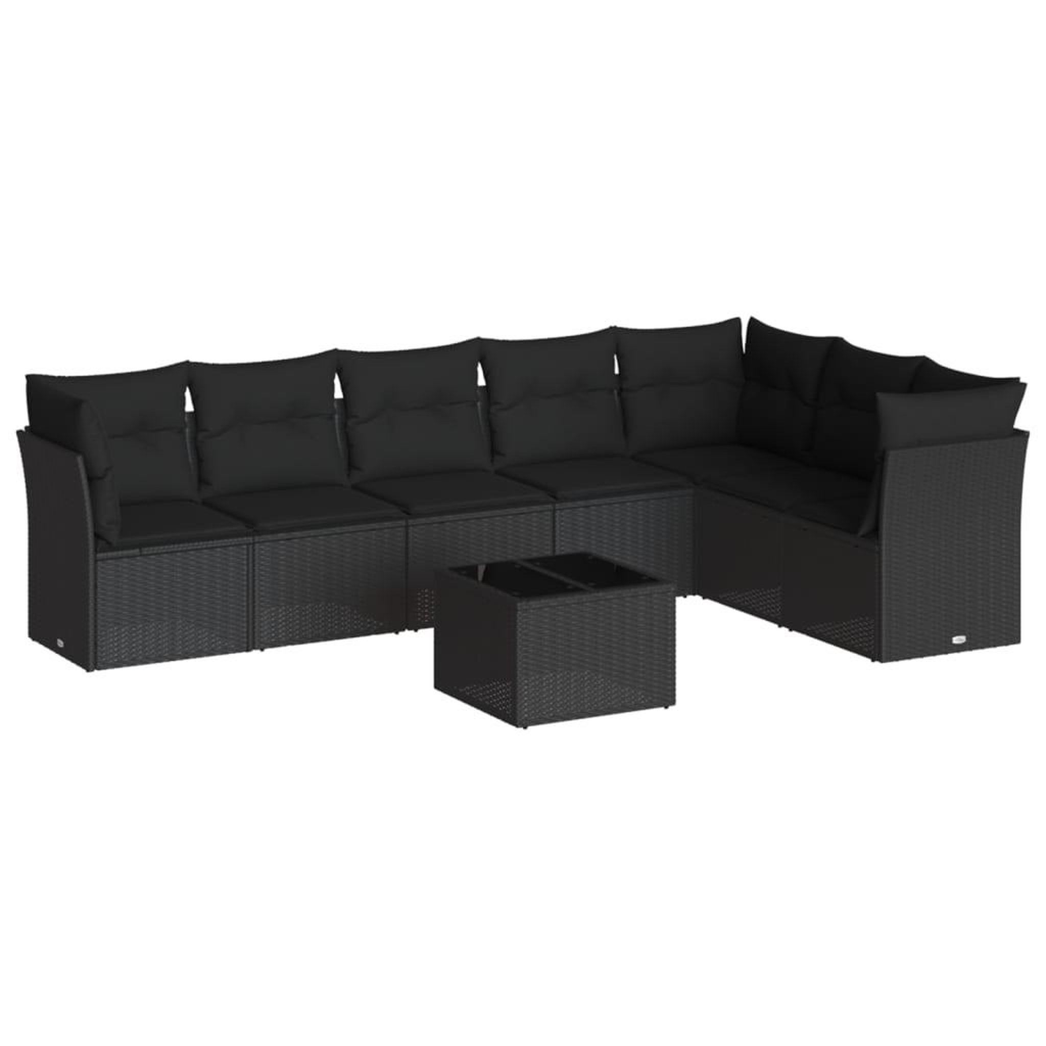 Voir la diapositive 2 : VIDAXL Salon de jardin 8 pcs avec coussins noir resine tressee