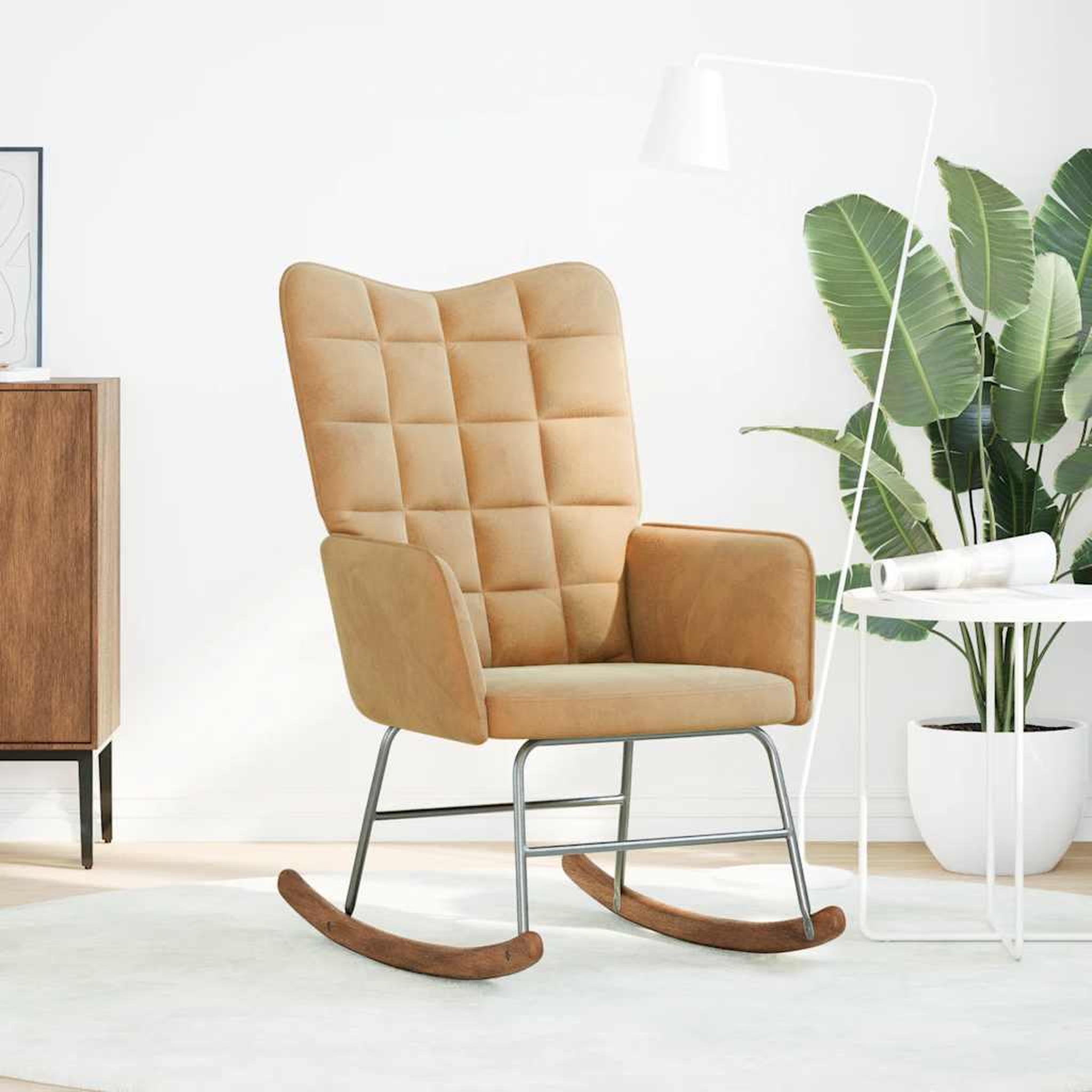 Voir la diapositive 3 : VIDAXL Chaise a bascule Marron Velours