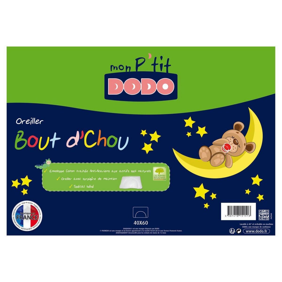 DODO Oreiller bébé anti-acariens DODO BOUT'CHOU