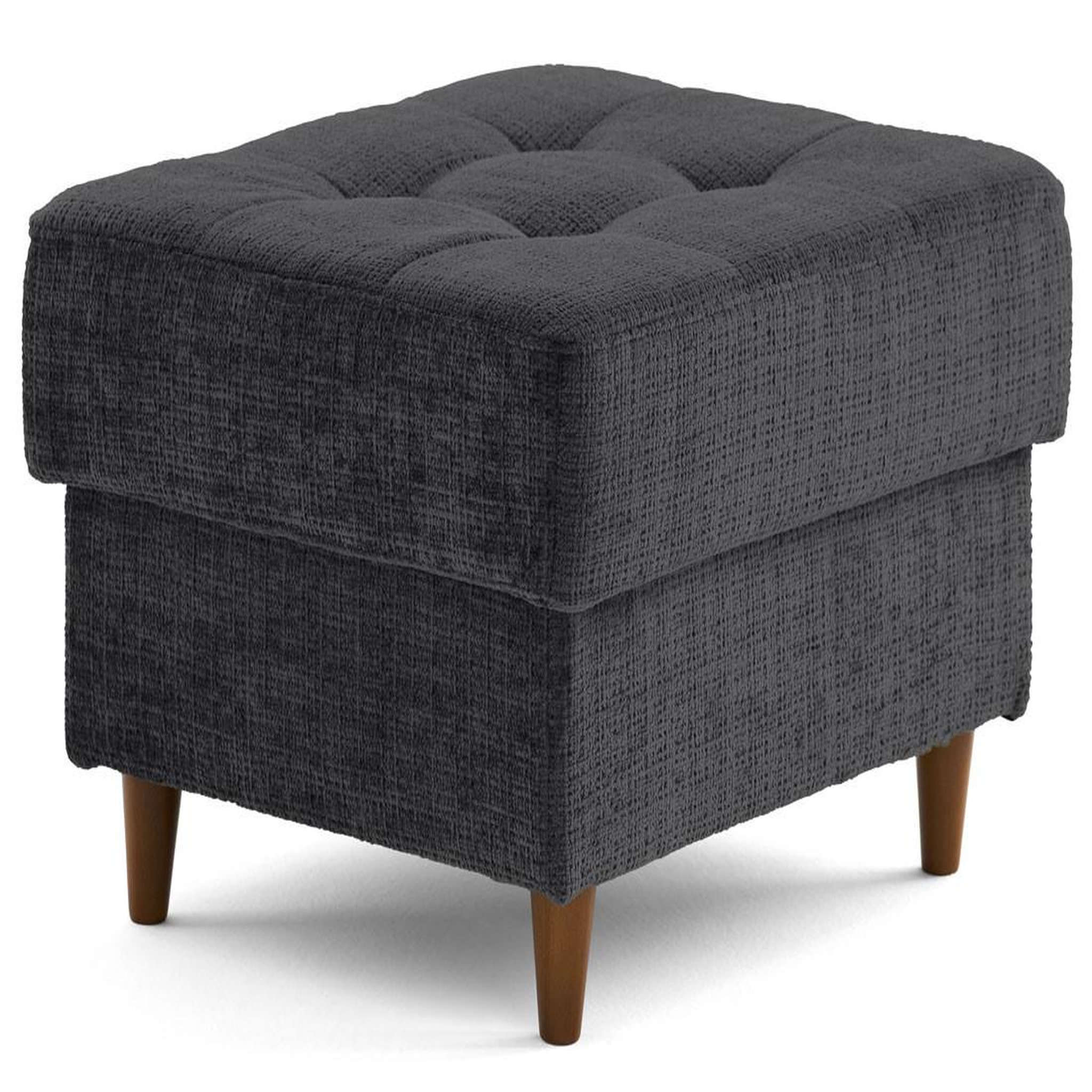 Voir la diapositive 3 : BEST MOBILIER Anna - pouf en velours texturé - pieds en bois