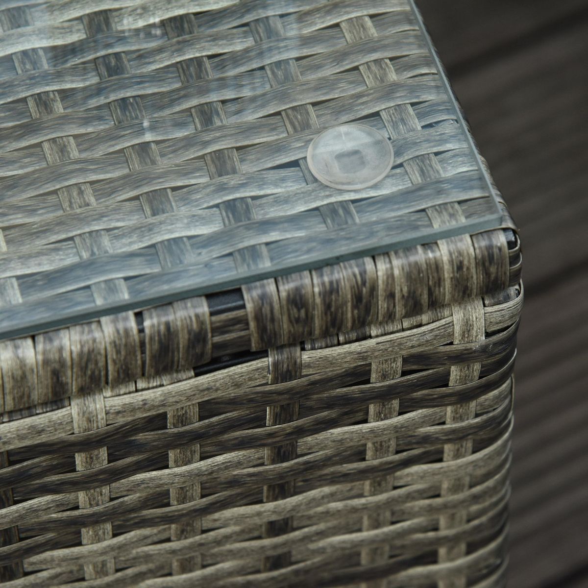 OUTSUNNY Lot de 2 transats bains de soleil grand confort : matelas, têtière, inclinaison réglable multipostions, accoudoirs, roulettes + table basse verre trempé résine tressée grise