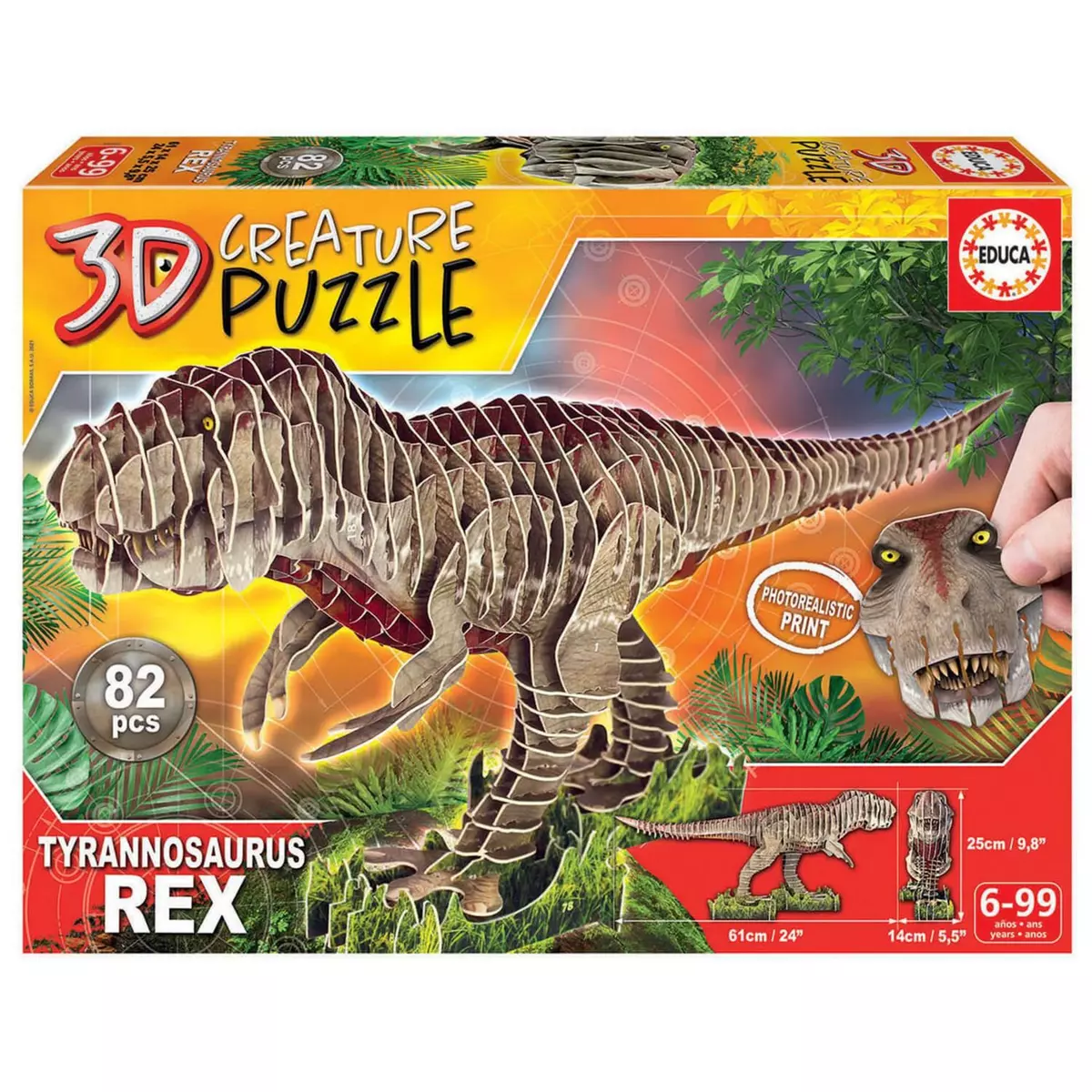 EDUCA Puzzle Creature 3D 82 pièces : T-Rex