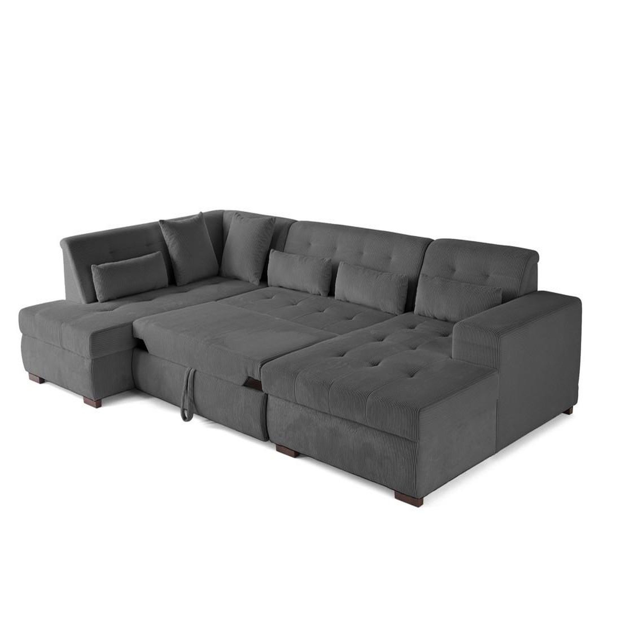 Voir la diapositive 3 : LISA DESIGN Vermont - canapé panoramique d'angle gauche - 7 places - convertible avec coffre - en velours côtelé